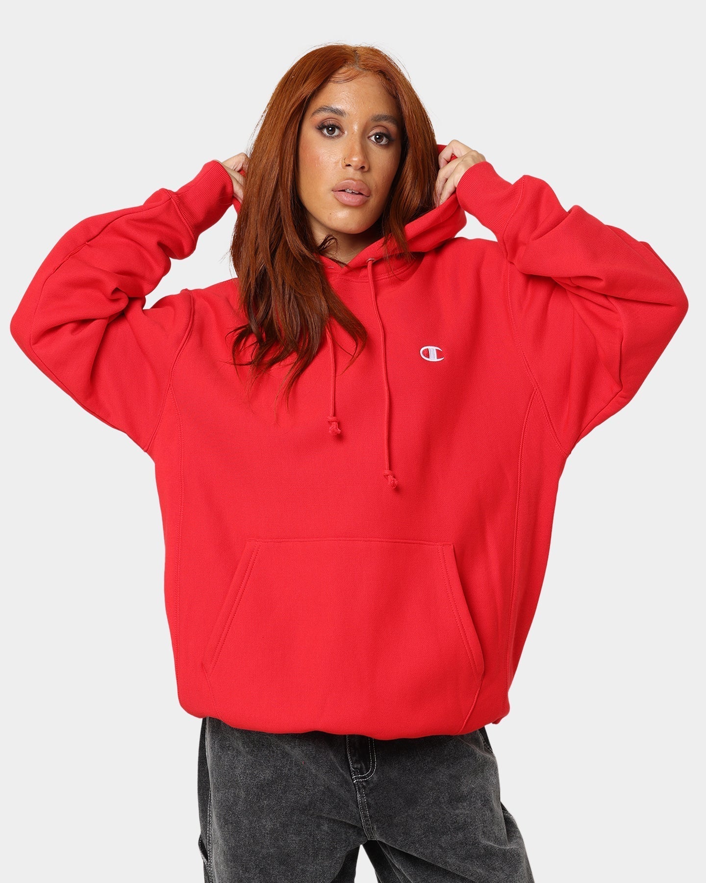 Champion Rev Weave Hoodie Red