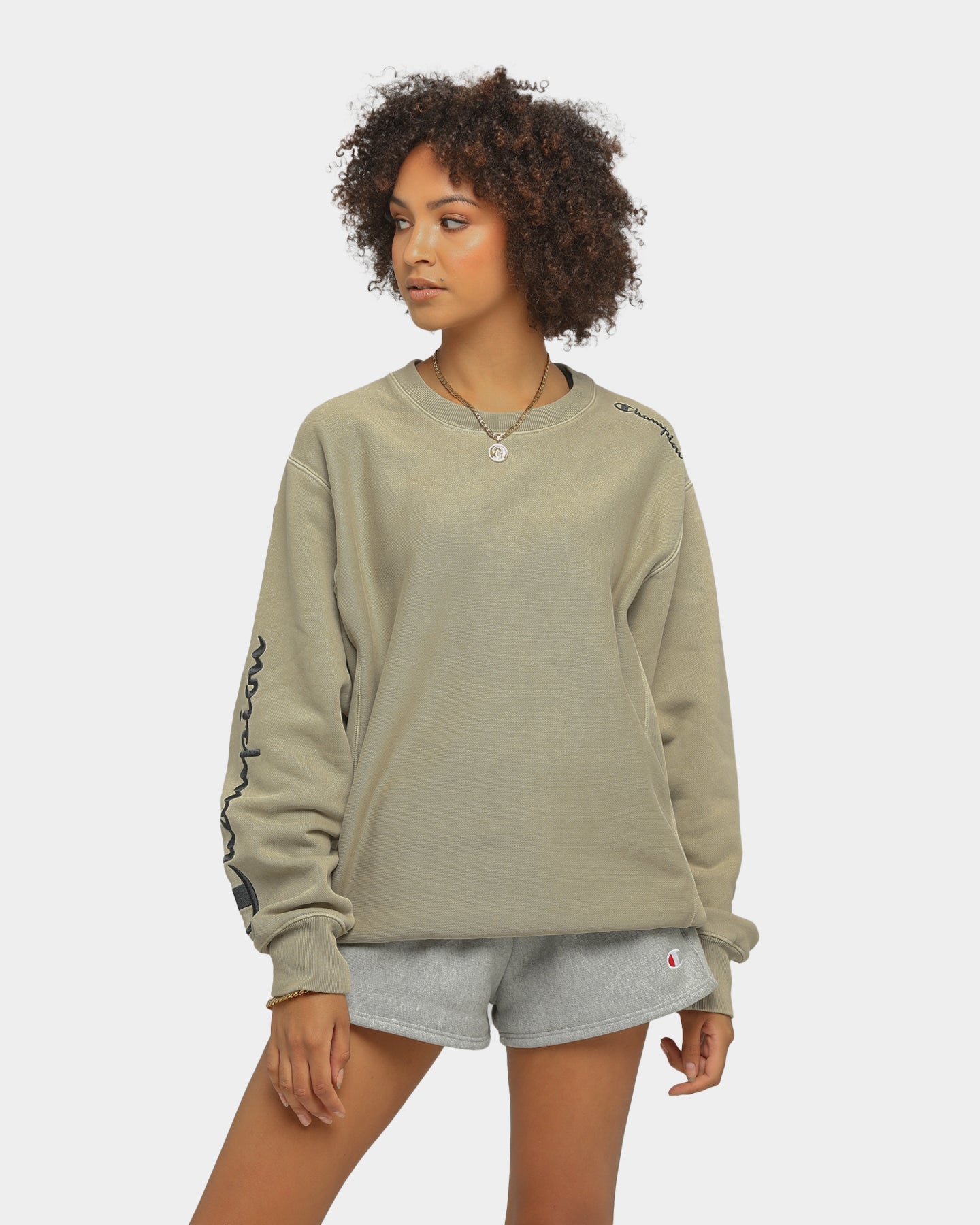 Champion Revert Weave Multi Script Crew American Khaki