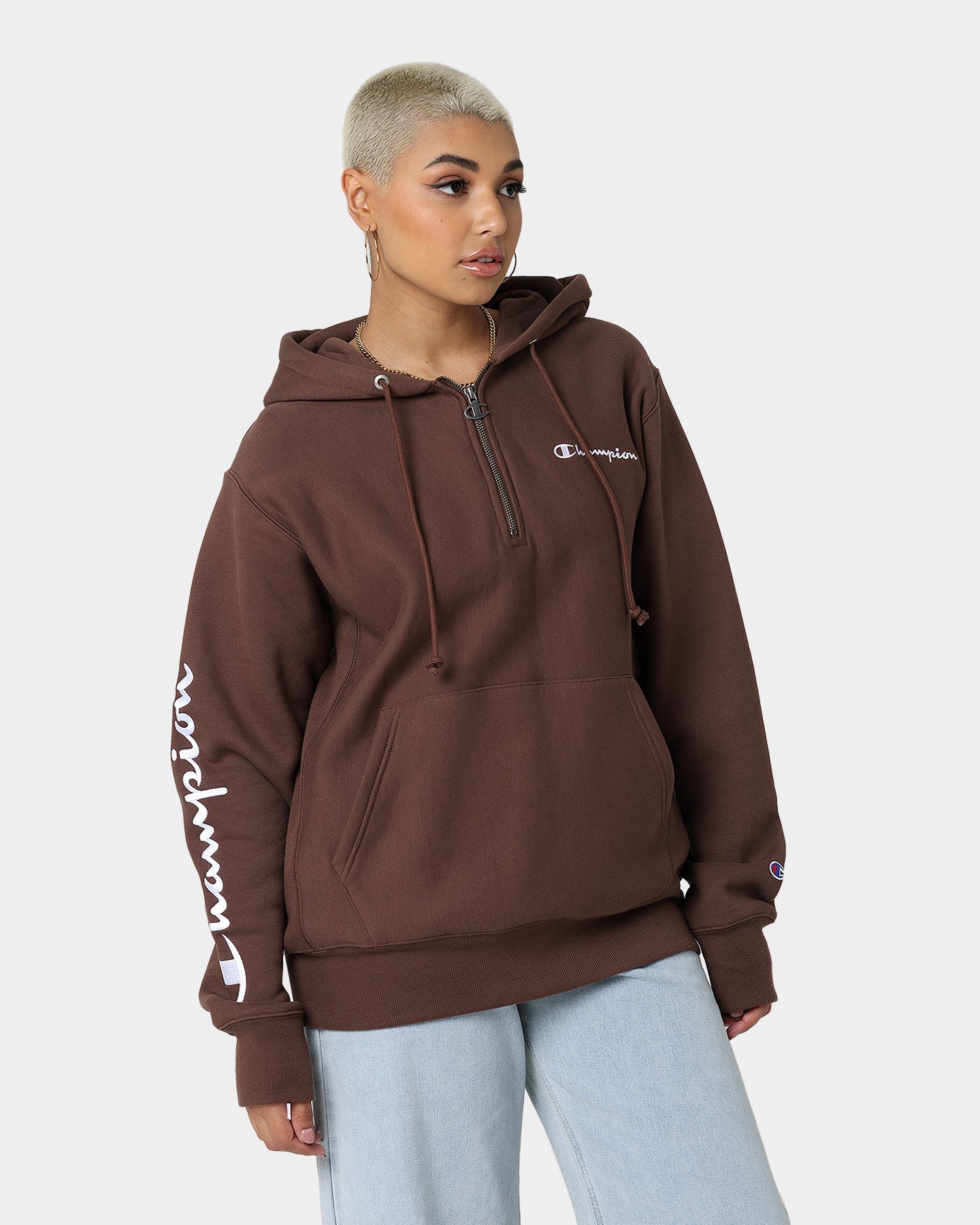 Campion Reverse Weave Quarter Zip Hoodie Coco Loco