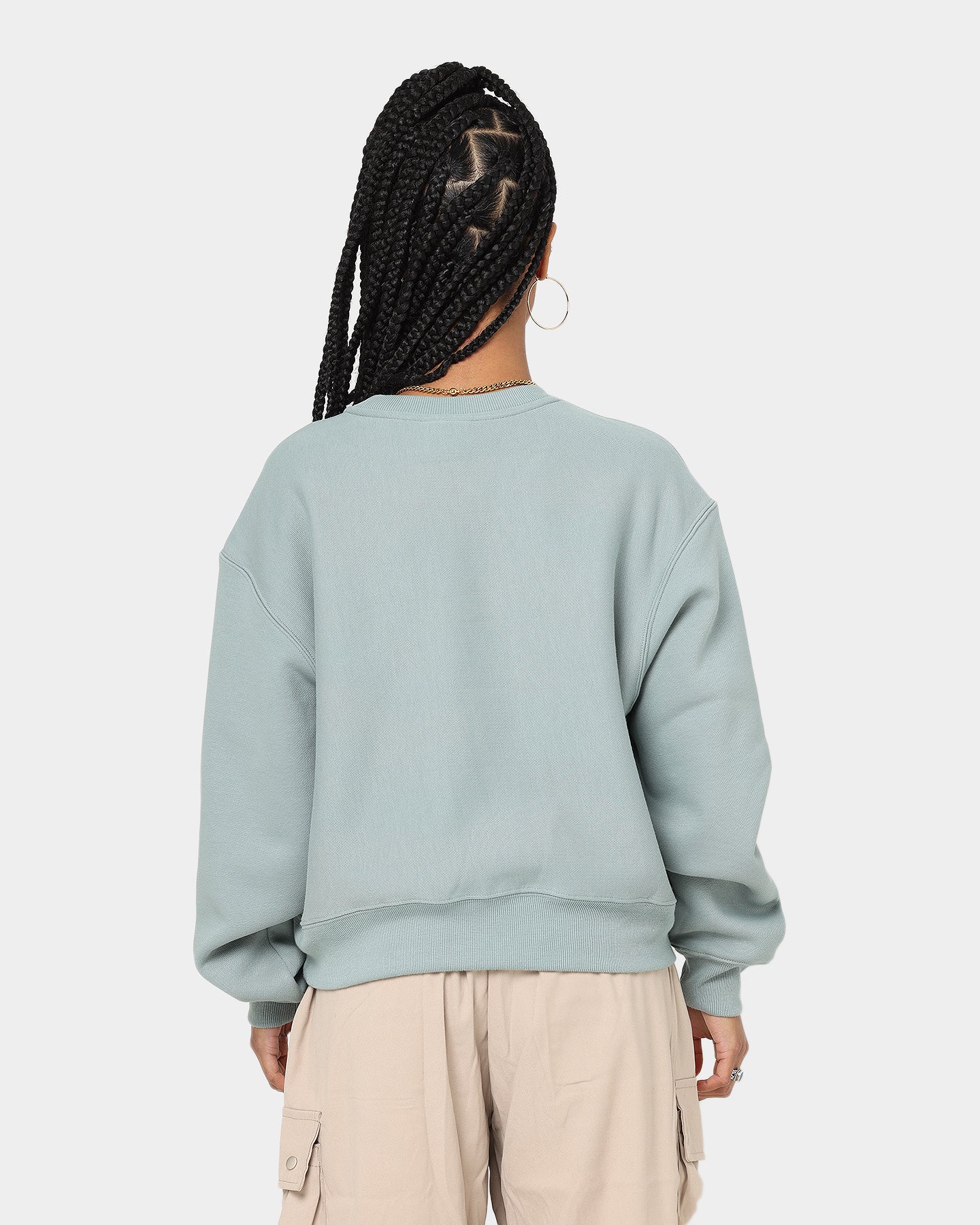 Champion Fraen ëmgedréint weave 2k Logo CrewNeck Sage Shimmer