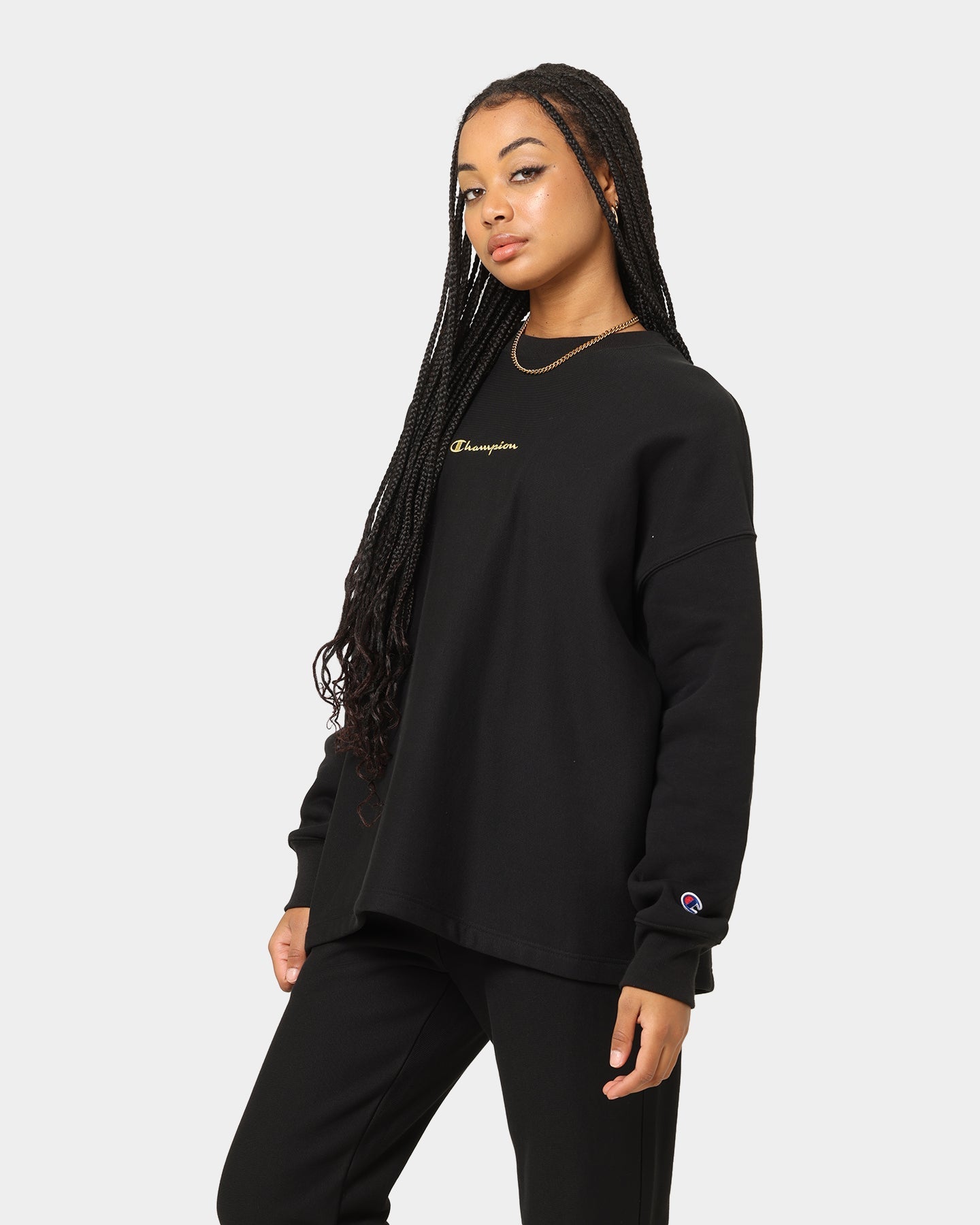 Champion Reverse Weave Relaxed Hem Crewneck Black/Gold