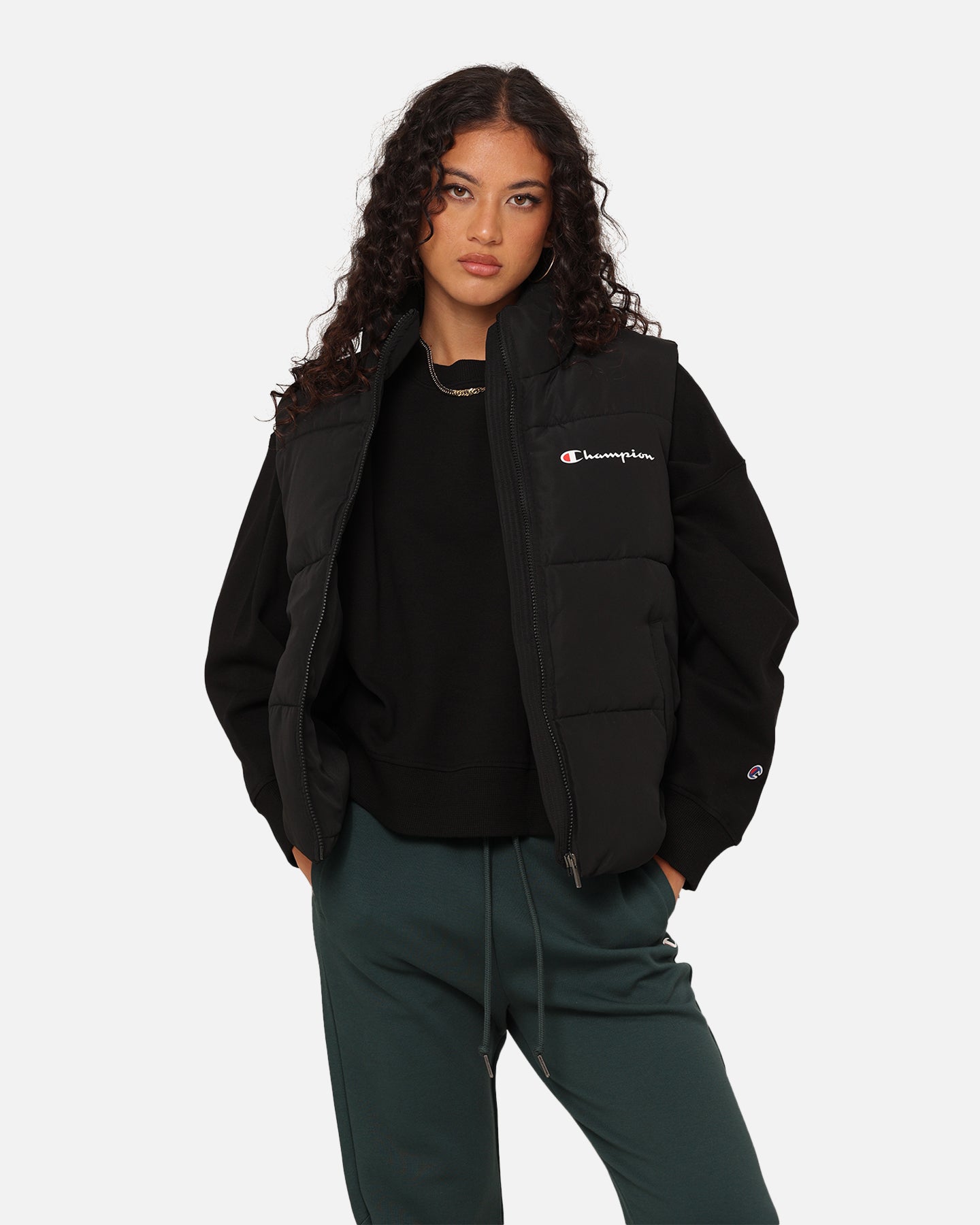 Frau Rochester Puffer Weste schwarz