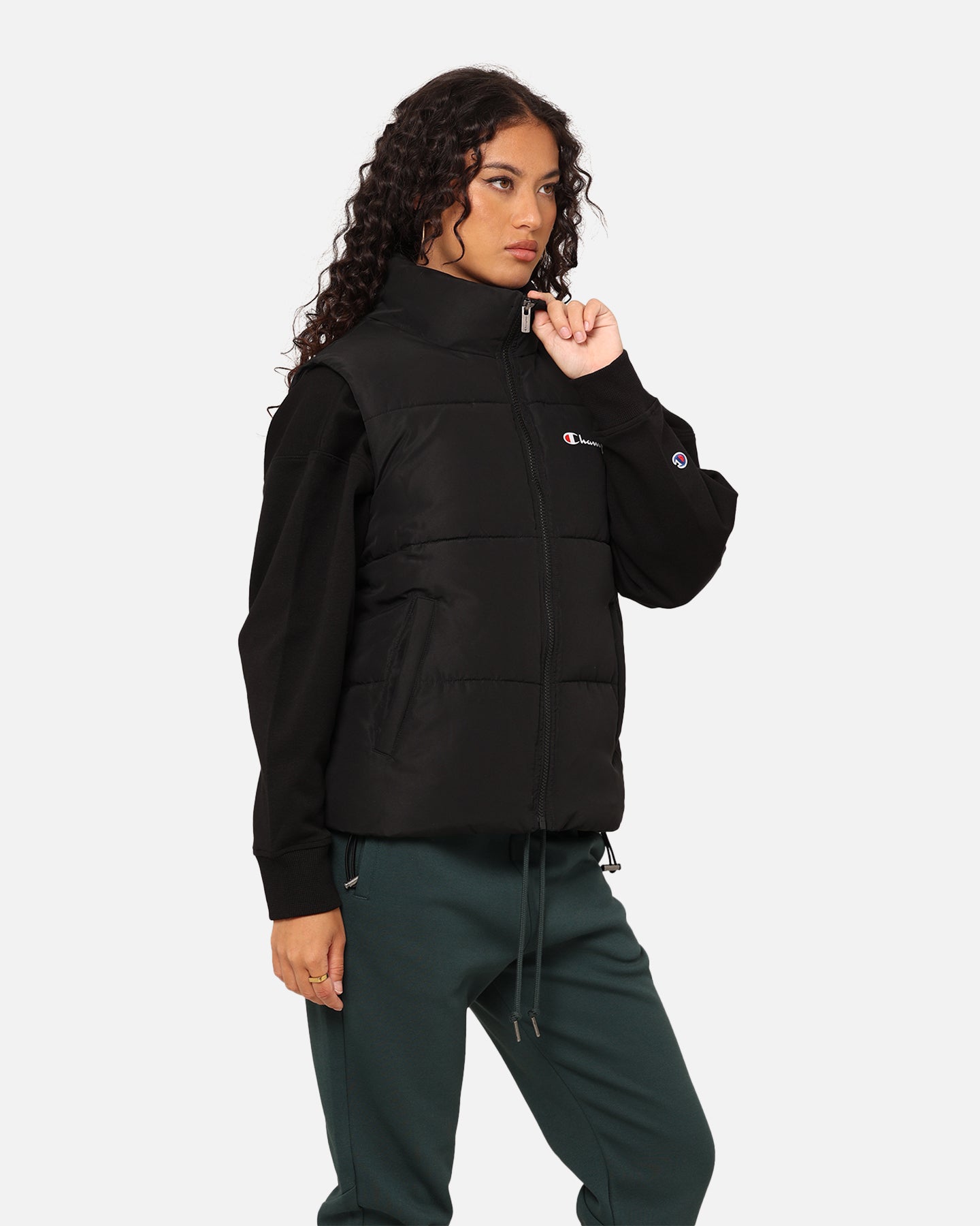 Frau Rochester Puffer Weste schwarz