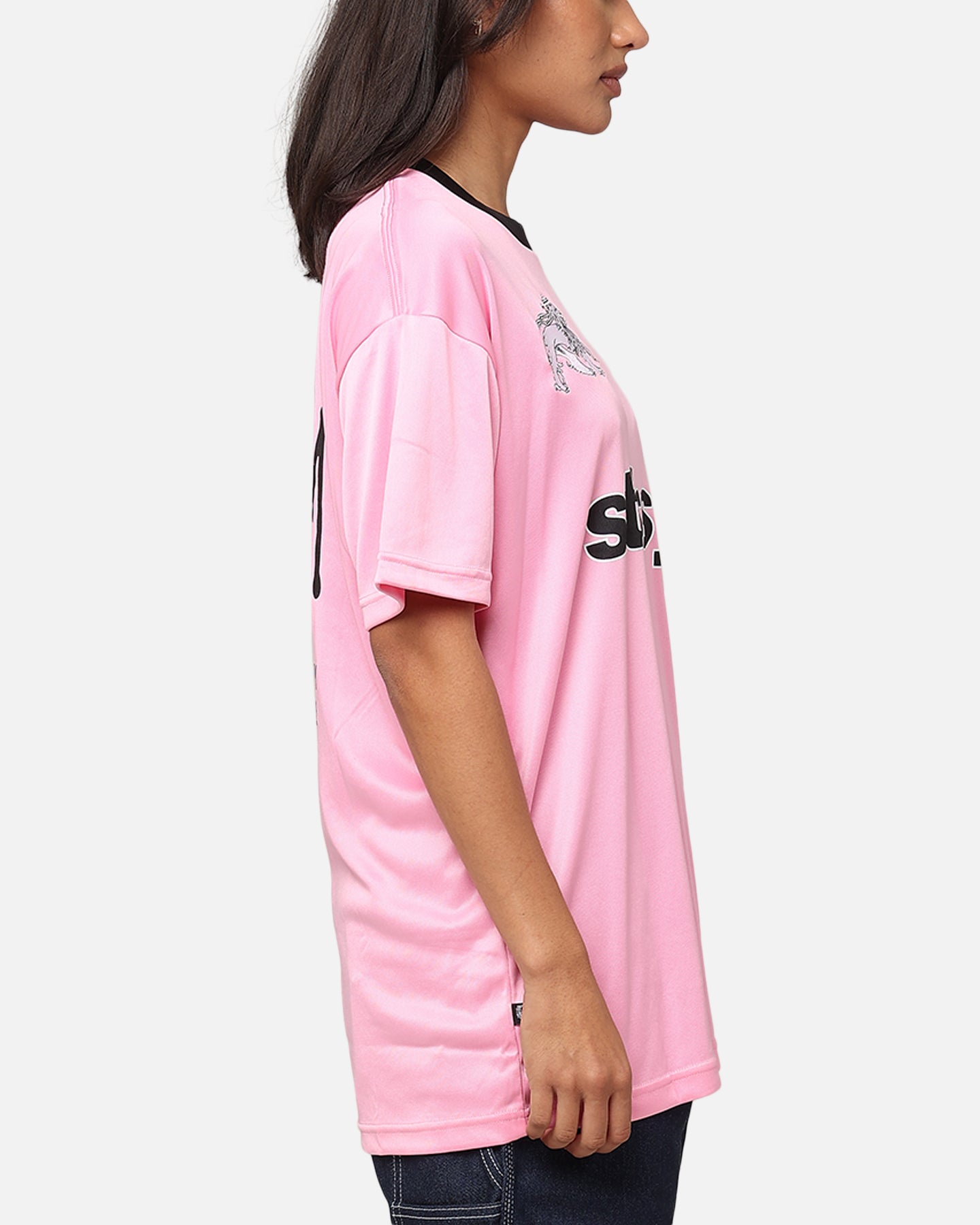 Stussy voetbal t-shirt roze