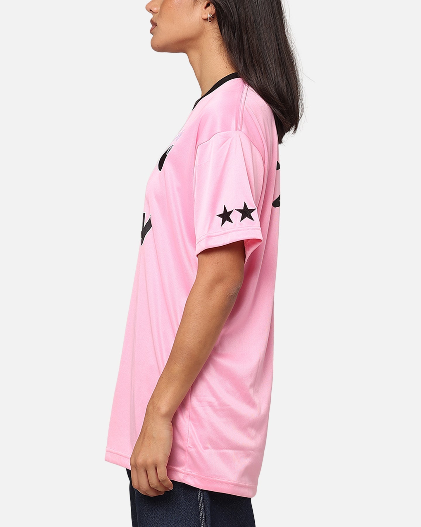 Stussy voetbal t-shirt roze