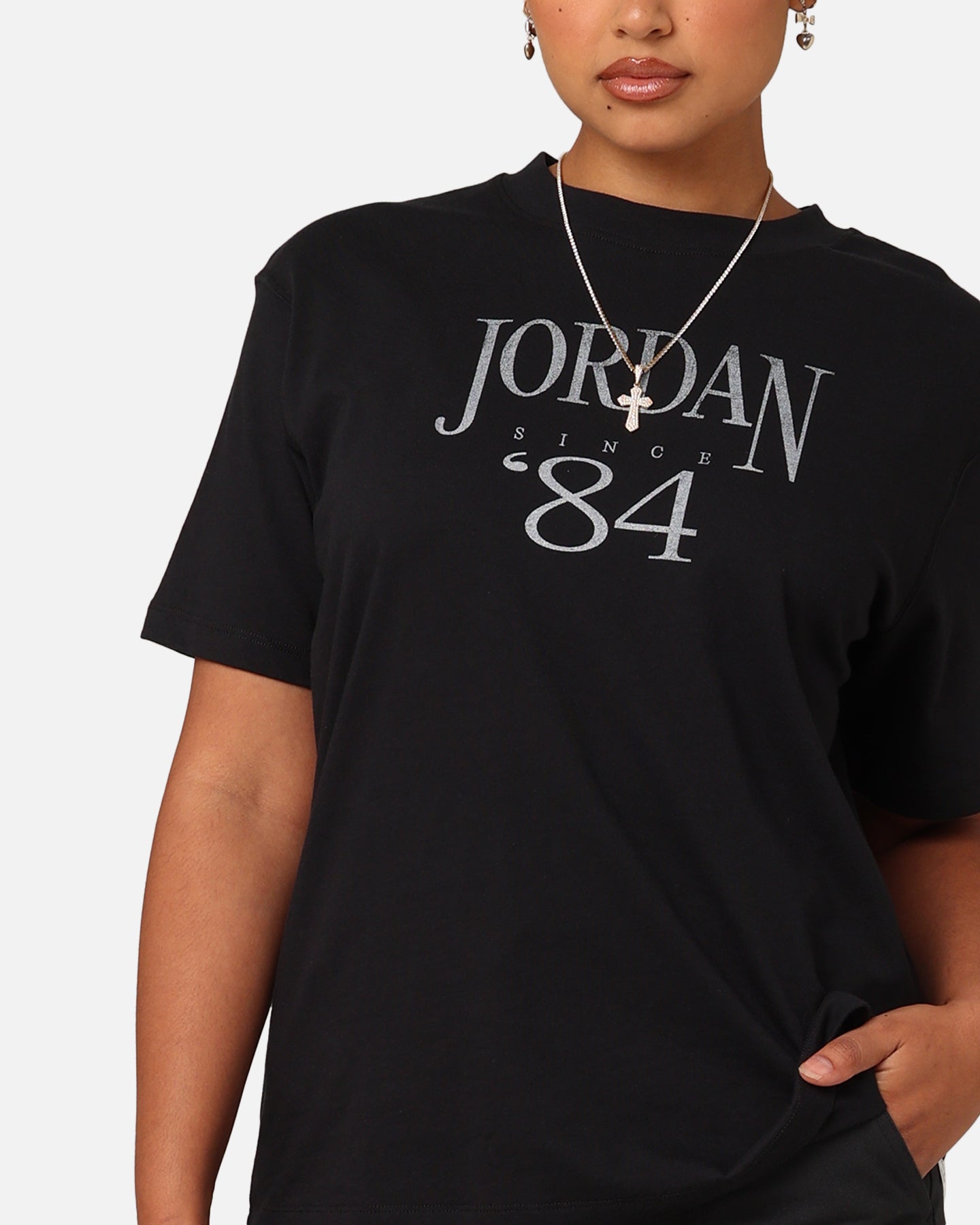 T-shirt graphique patrimonial de Jordan pour femmes noir / voile