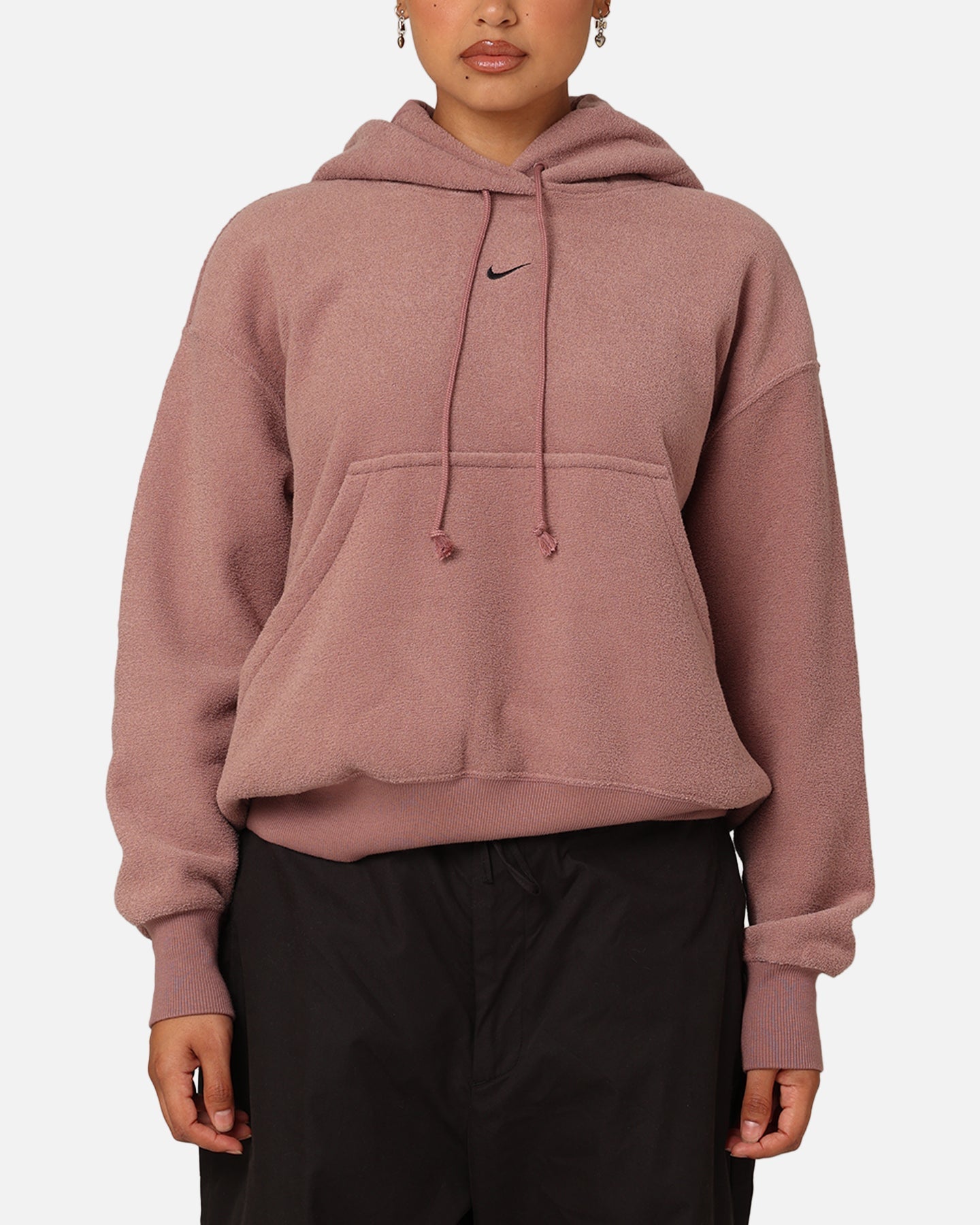 Nike Women's Sportswear Phoenix Plux à sweat à sweat en molleton confortable Smokey Mauve / Black