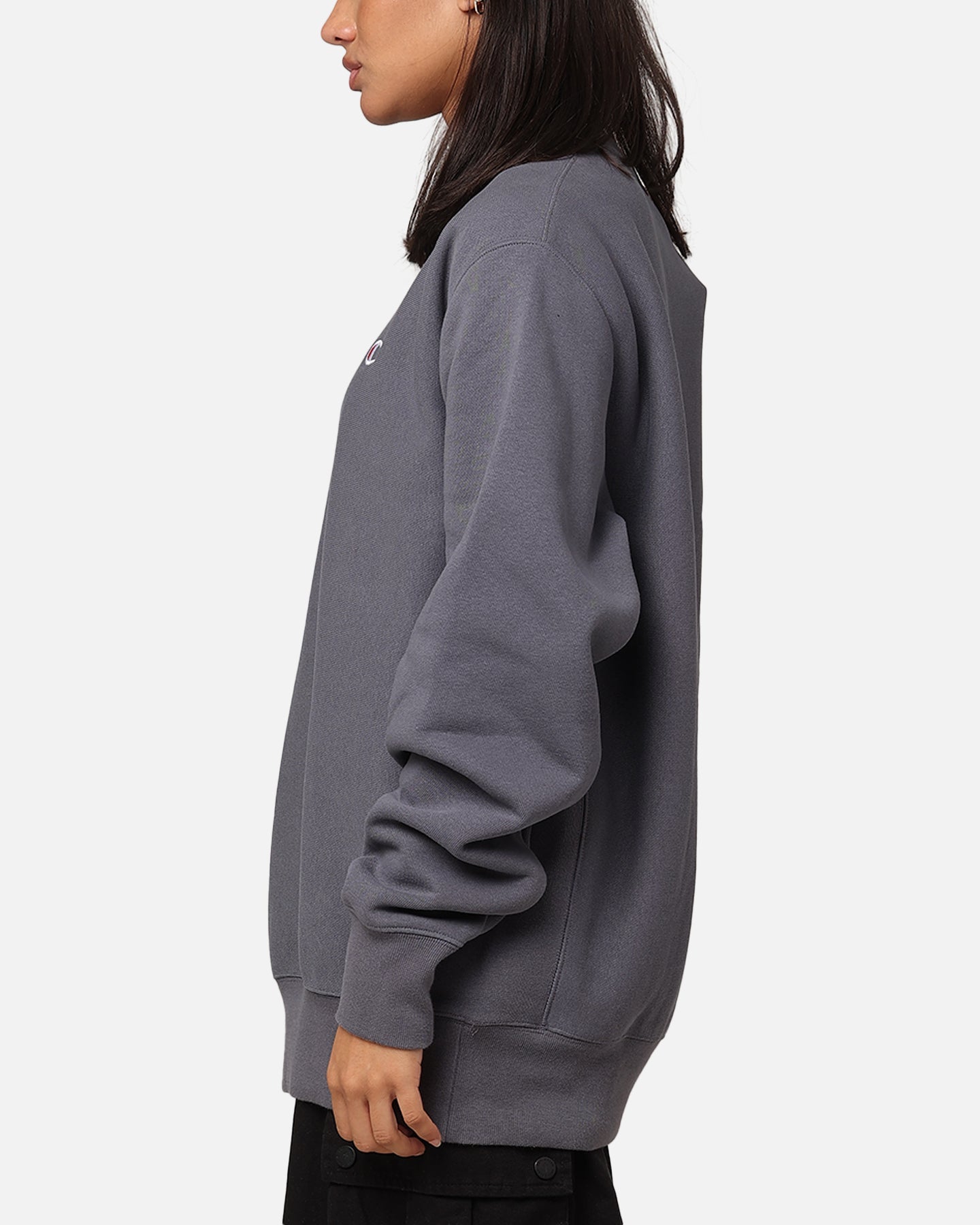 Champion Reverse Weave Small C Crewneck Grey Ocean