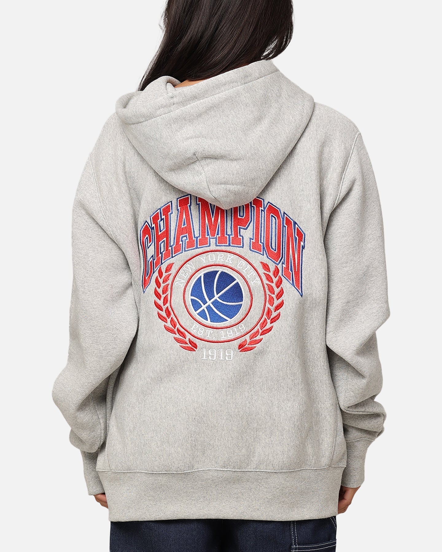 Čempionas atvirkštinis pynimas lauko krepšinio hoodie Oxford Heather