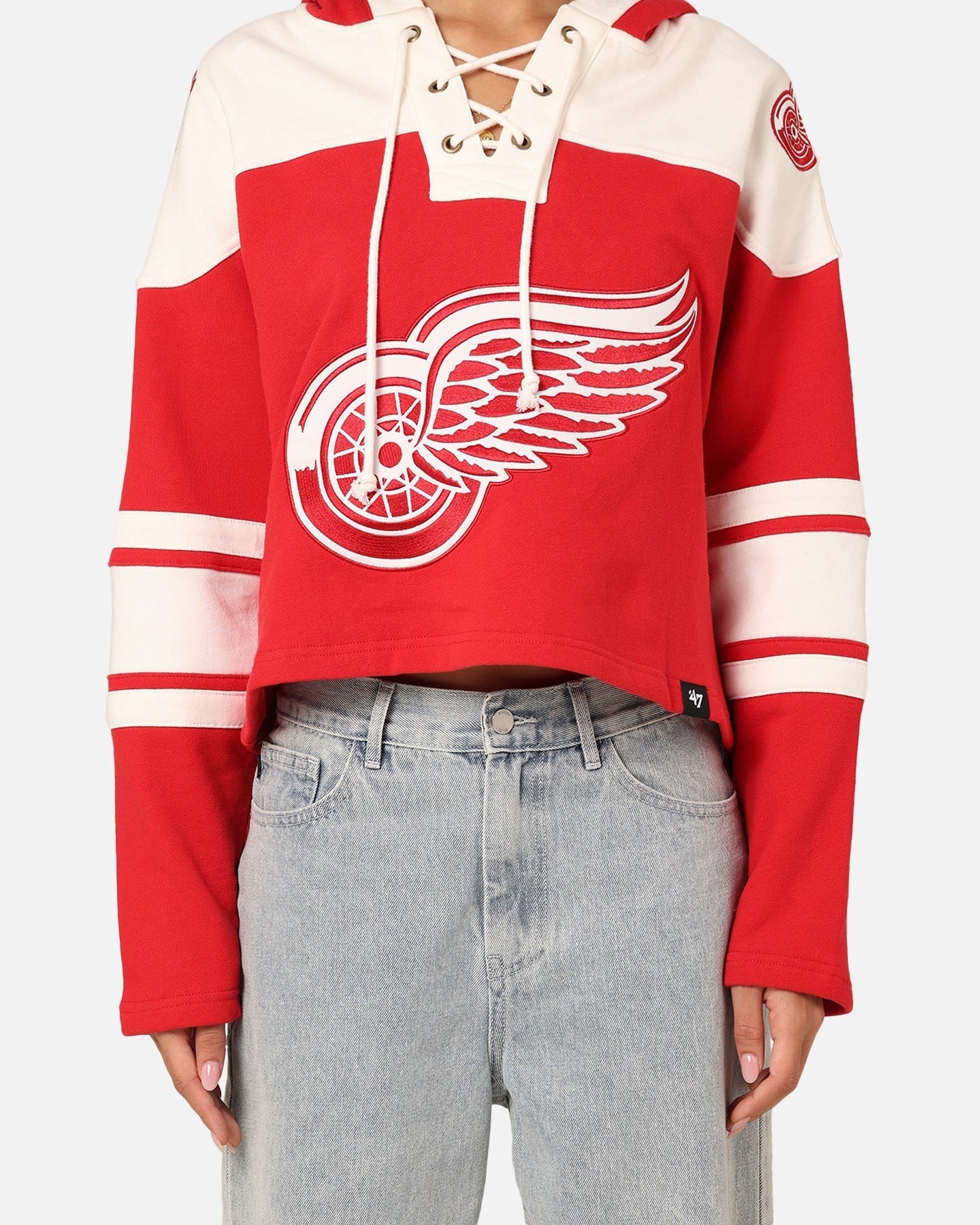 47 Marque Femme de Detroit Red Wings Cropped Lacer à sweat à capuche rouge