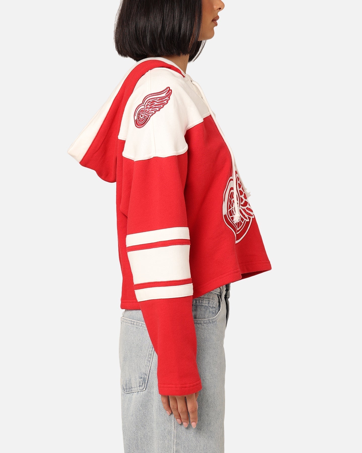 47 Značka Dámska Detroit Red Wings orezala Lacer Hoodie Red