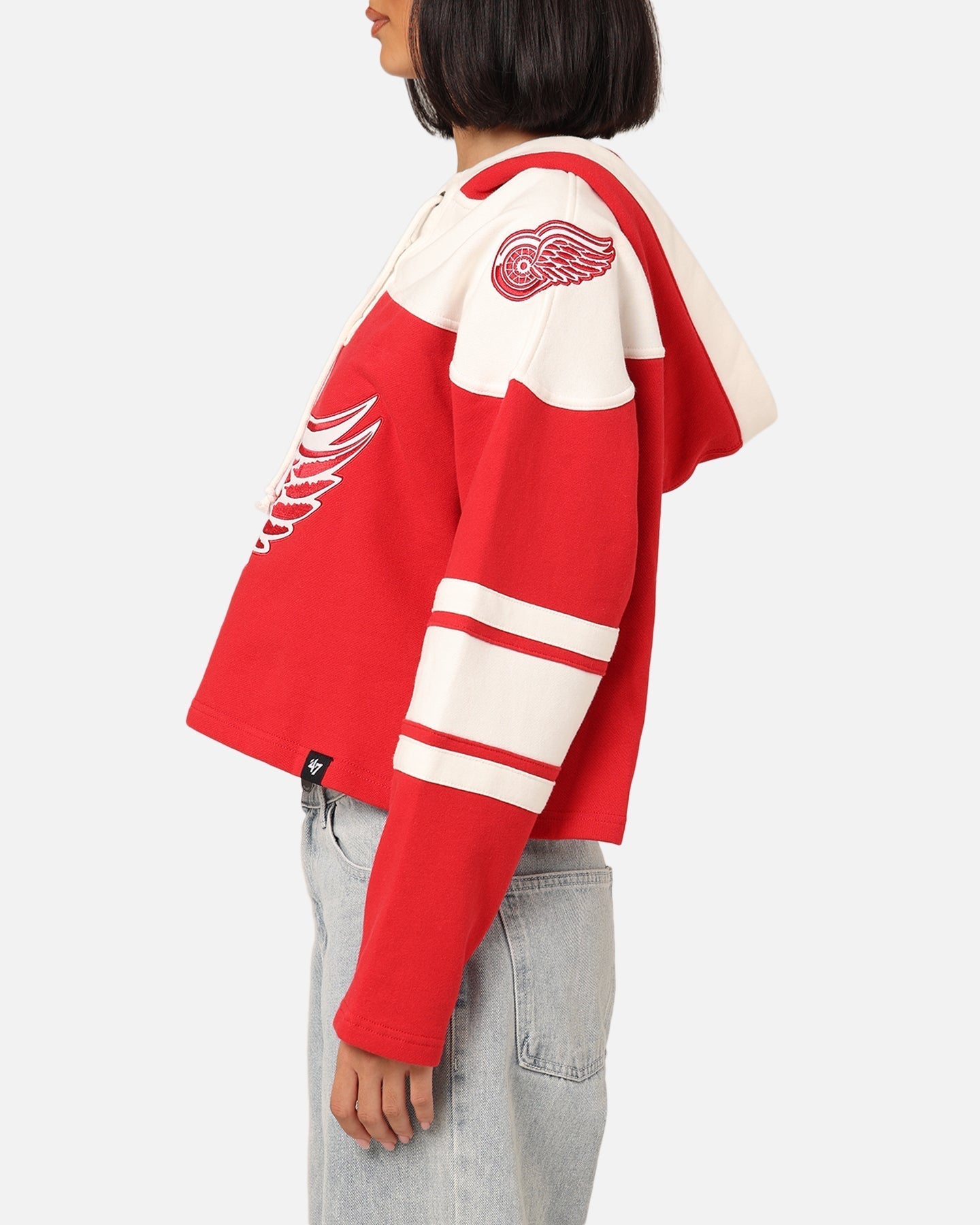 47 Značka Dámska Detroit Red Wings orezala Lacer Hoodie Red