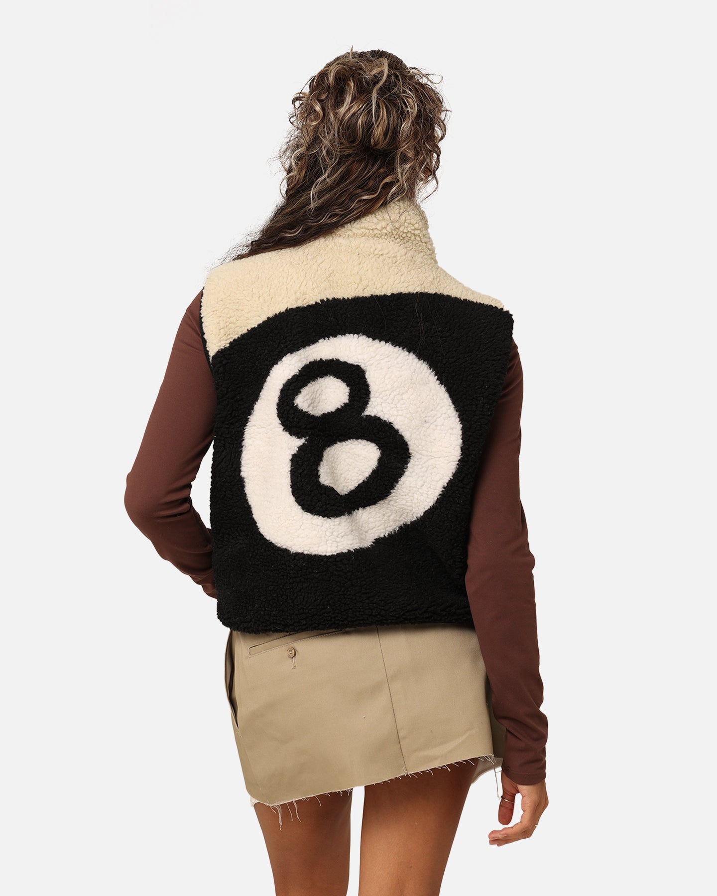 Stussy dames 8 kogelomkeerbaar bijgesneden vest zwart