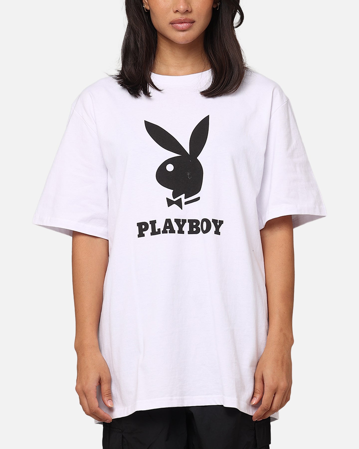 „Playboy Playboy“ užrakto marškinėliai balti