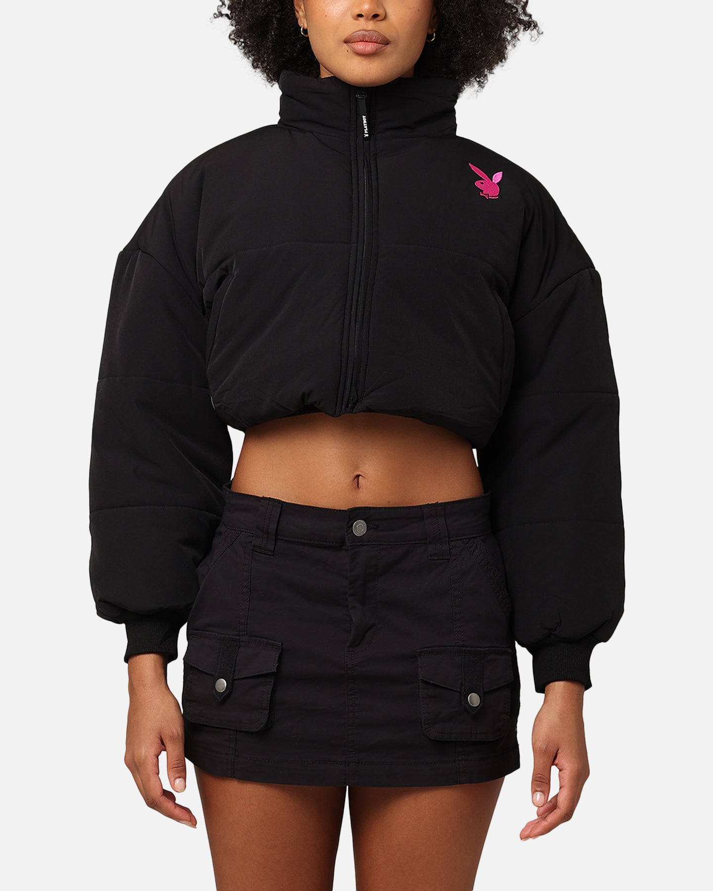 Playboy Bunny o Croped Puffer Jacket svart