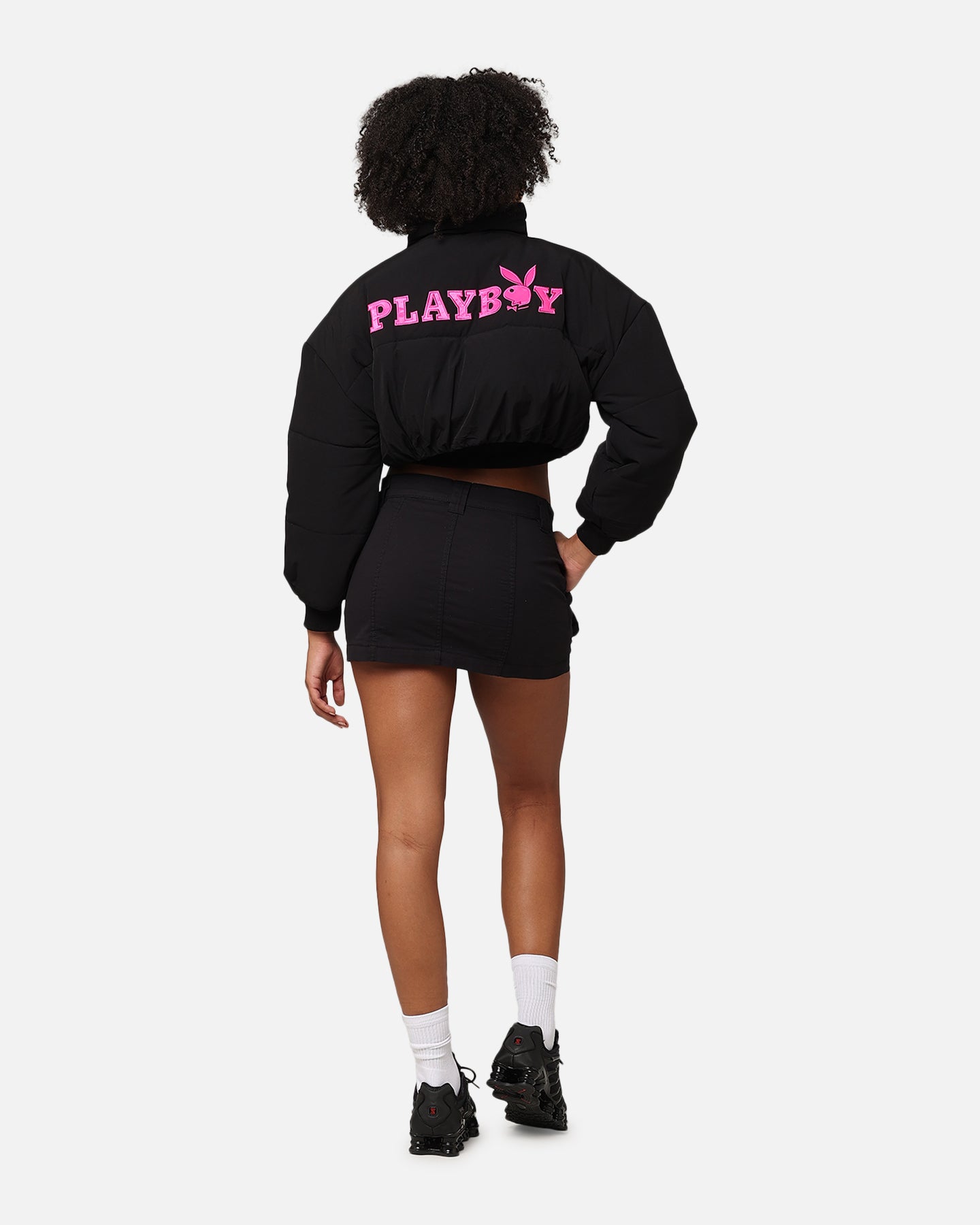 Playboy Bunny o bijgesneden puffer jas zwart