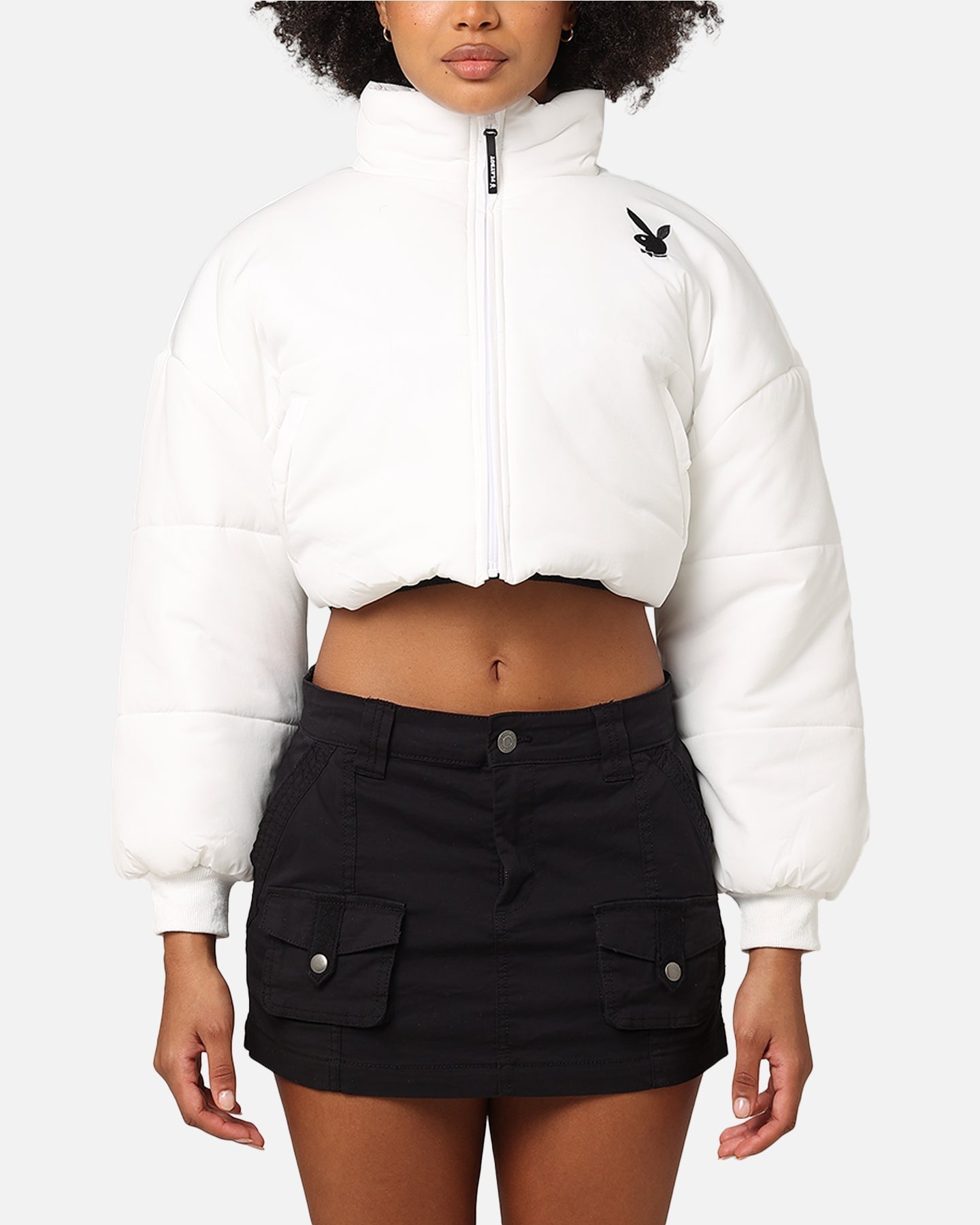 Playboy Bunny O Croped Puffer Jacket White