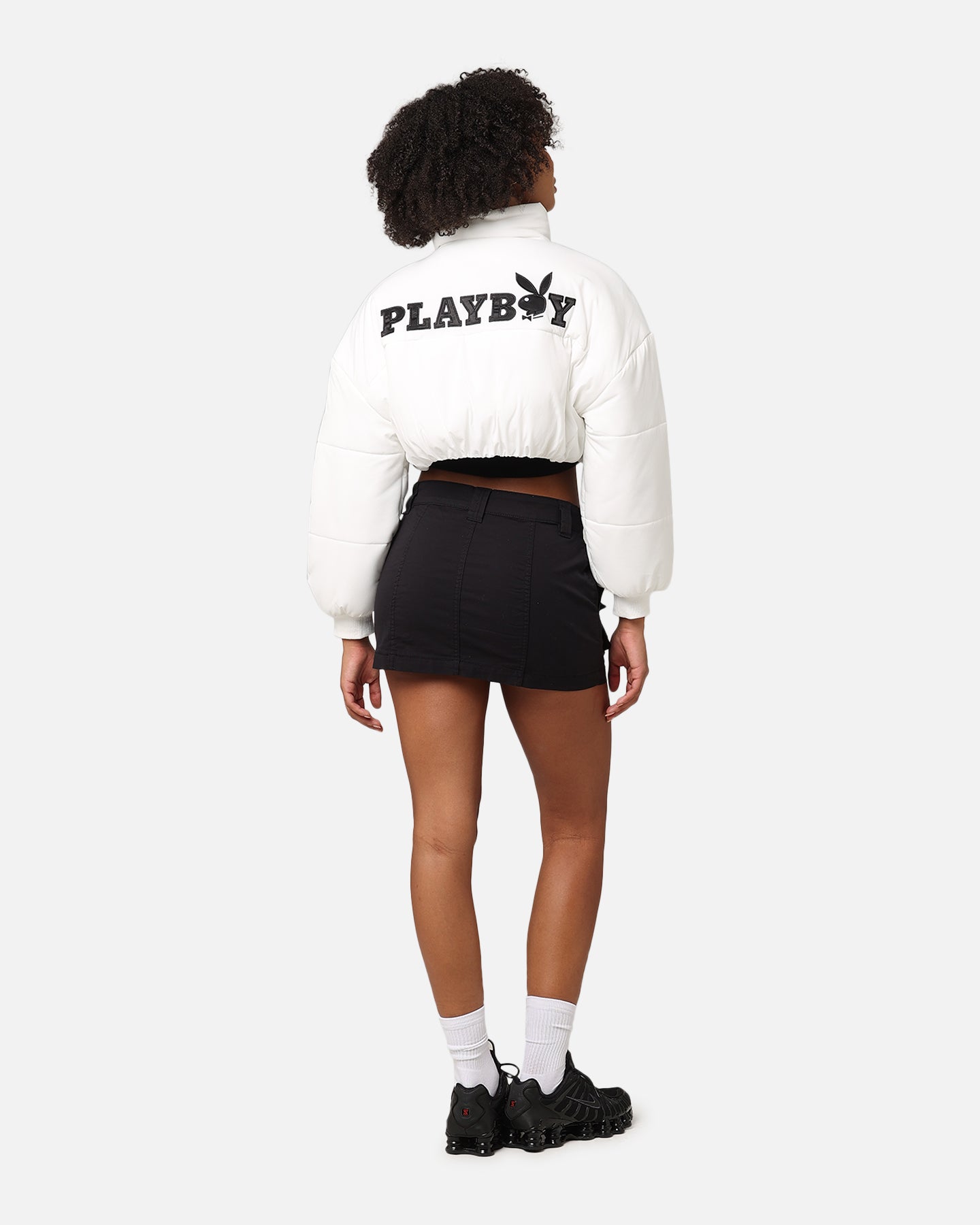 Playboy Bunny O Cropped Puffer Jacket White