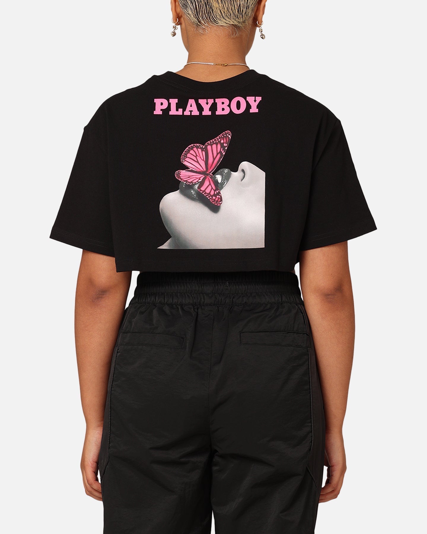 Playboy Women's SMU Cropped T-Shirt Black