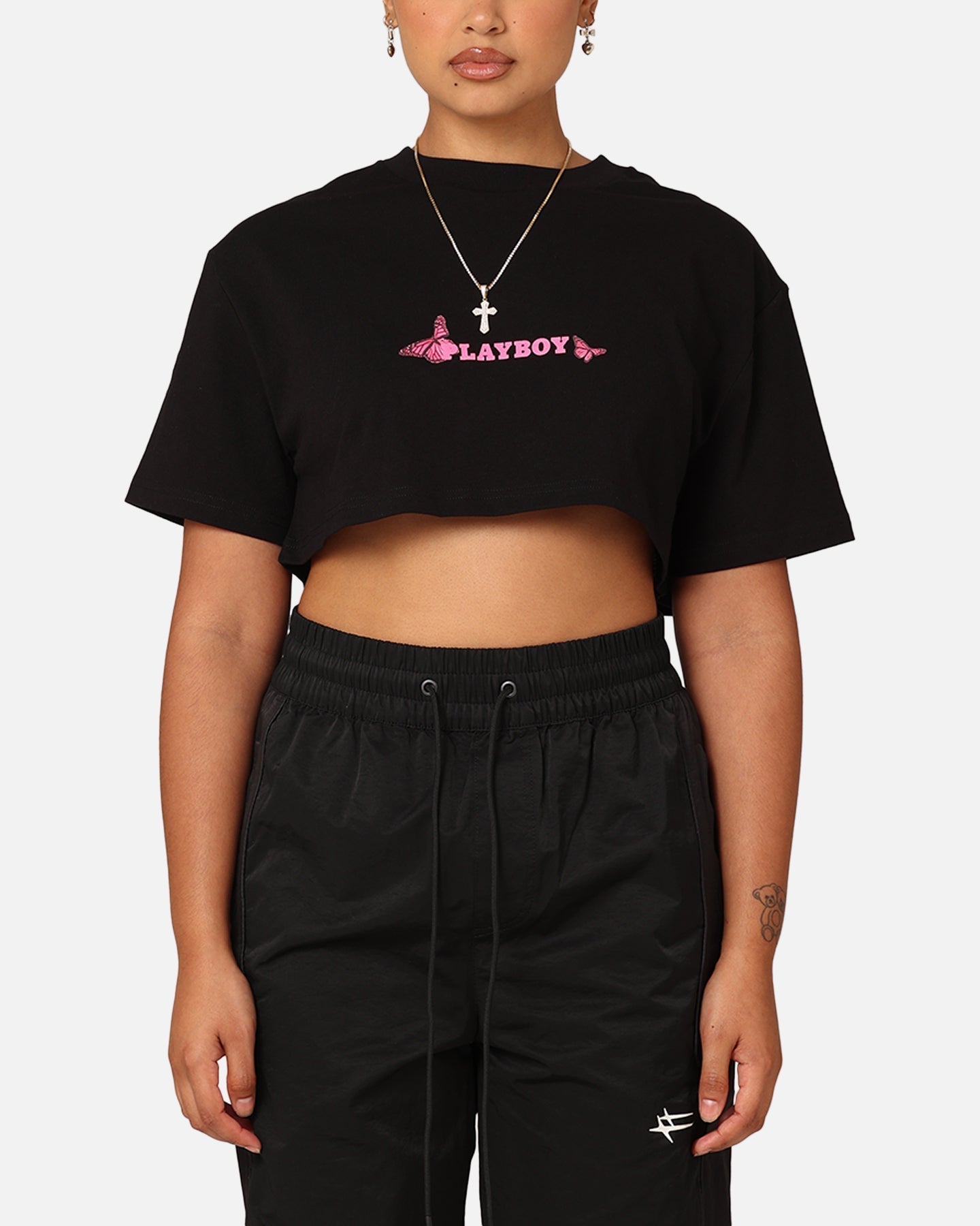 Playboy Women's SMU Cropped T-Shirt Black