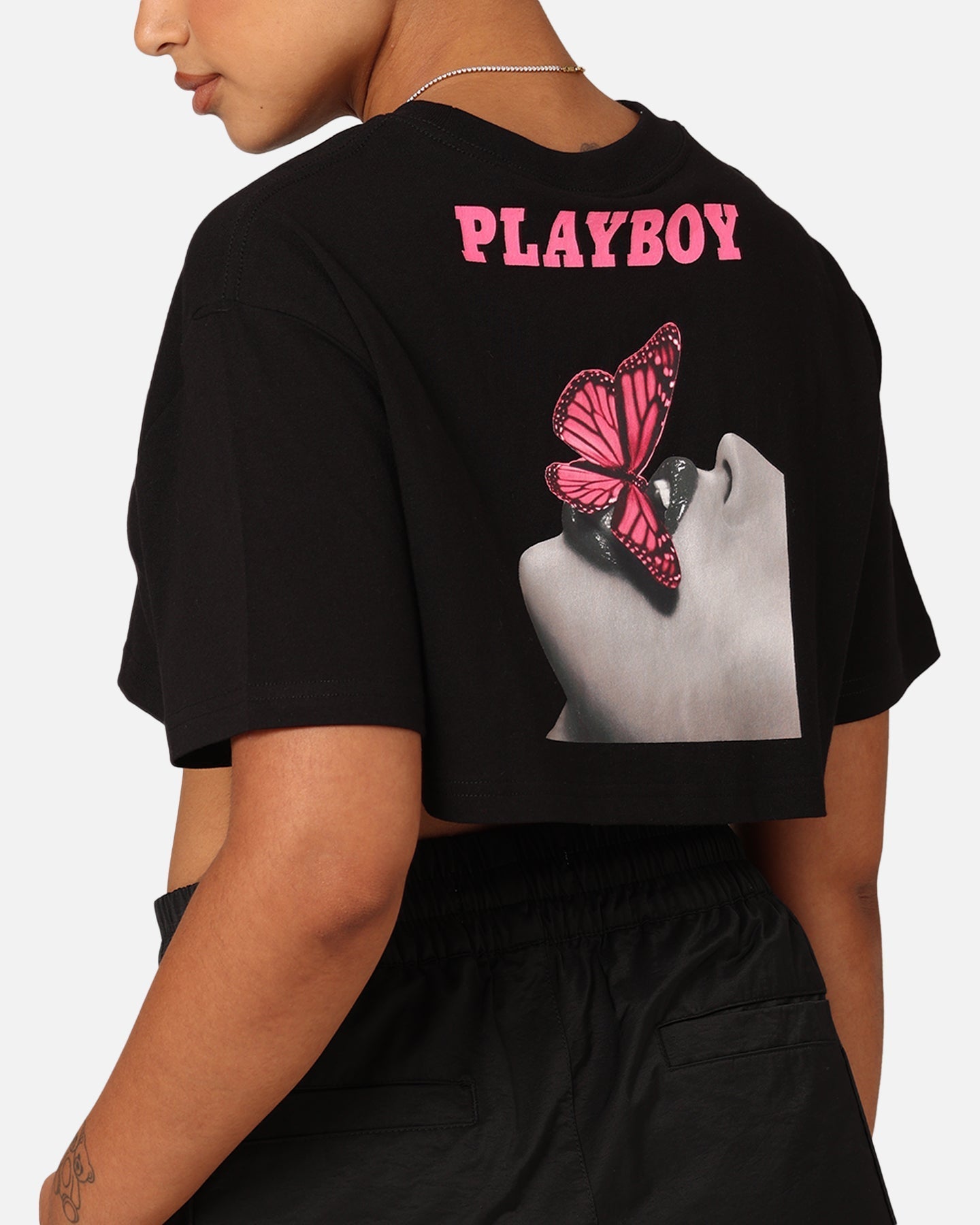 Playboy Women's SMU Cropped T-Shirt Black