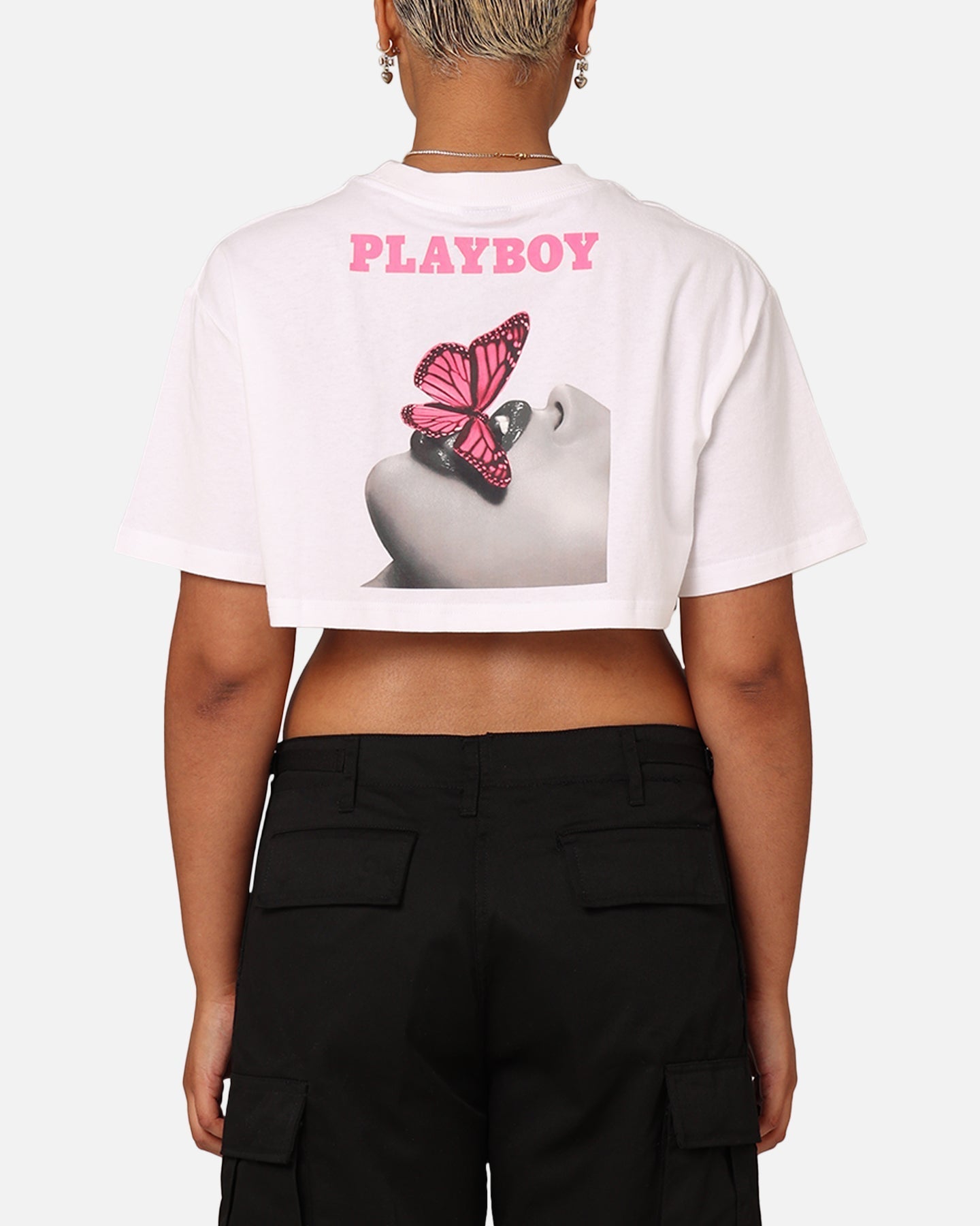 Playboy Women's SMU Cropped T-Shirt White