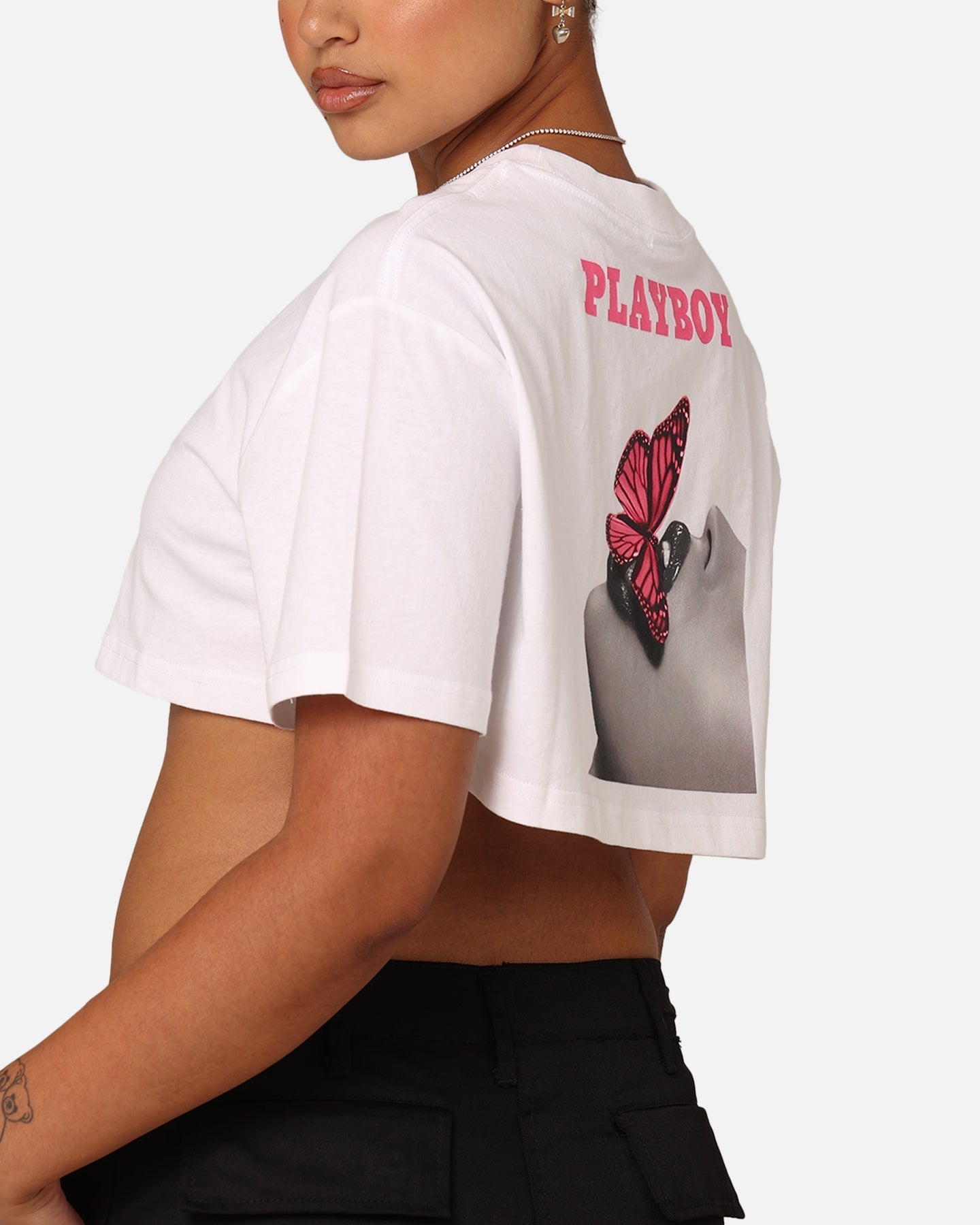 Playboy Women's SMU Cropped T-Shirt White