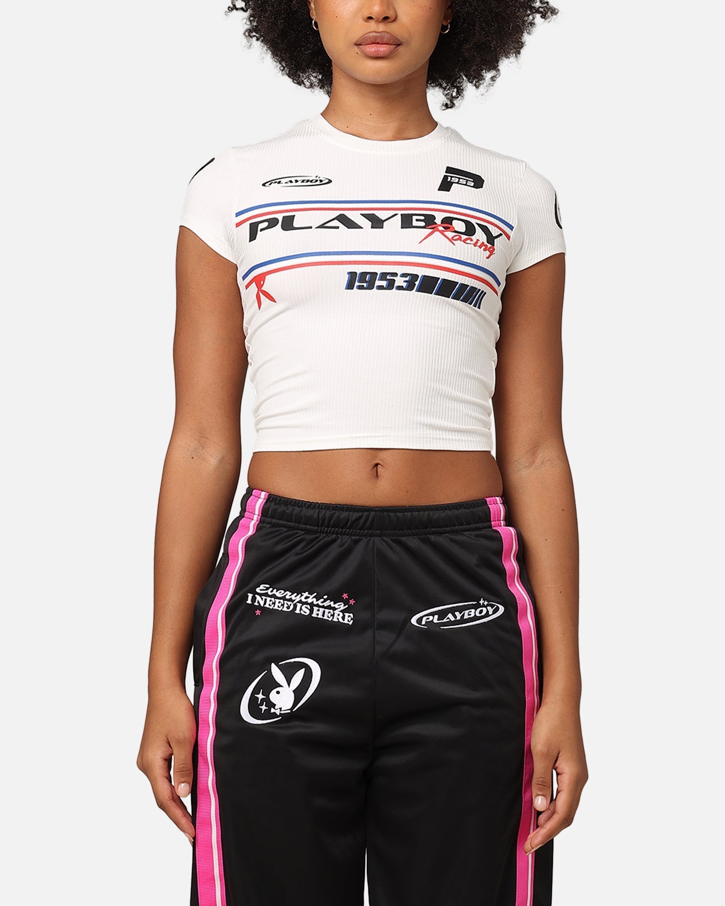 Playboy Women's Racing 1953 T-shirt bébé blanc