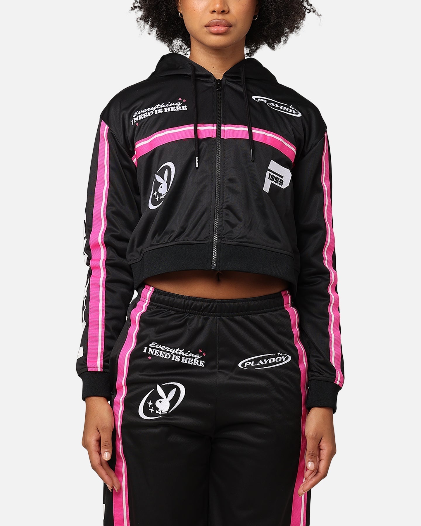 Playboy Women's Racing 1953 beskåret zip jakke sort