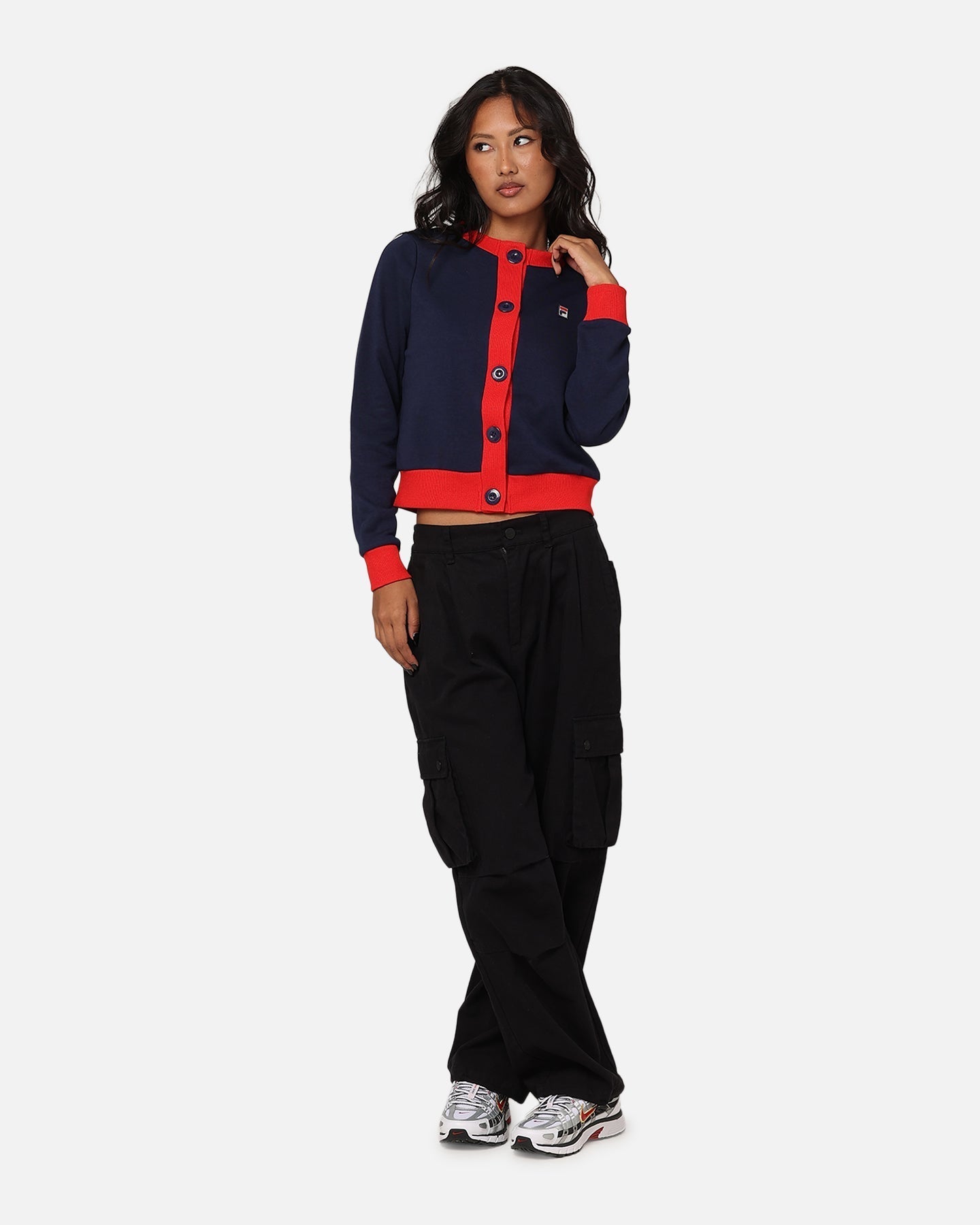 FILA KVINNA DELLIA CROPPED Fleece Cardigan FILA NAVY/FILA