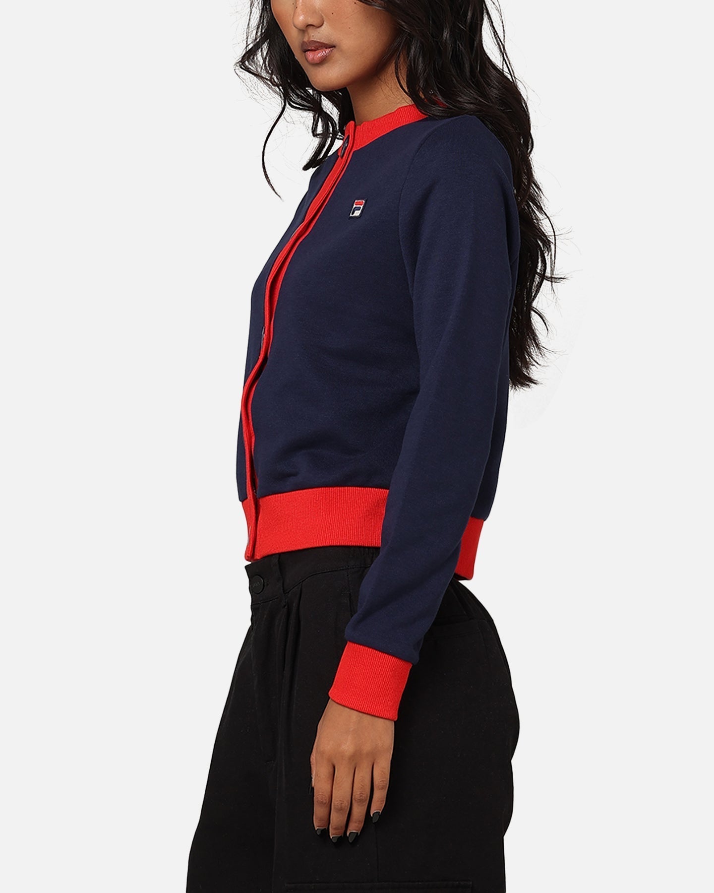 FILA Women's Dellia je obrezala flis Cardigan Navy/Fila