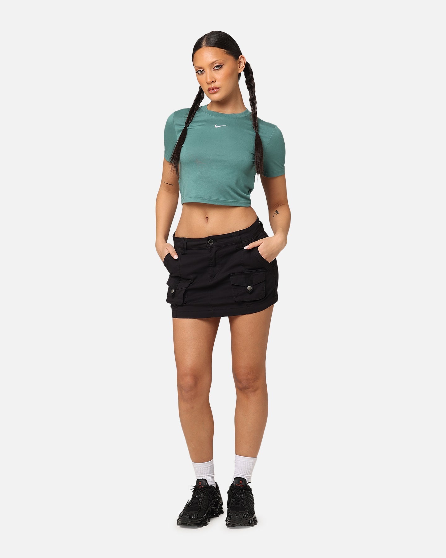 Nike Ženska športna oblačila Chill Plete Crop majica Bicoastal/White