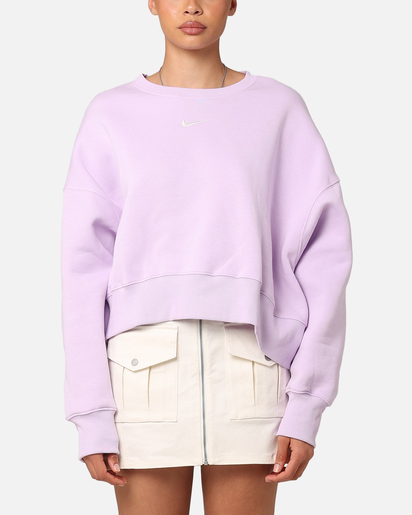 Nike dames sportkleding pheonix fleece oversized crewneck violet mist/zeil