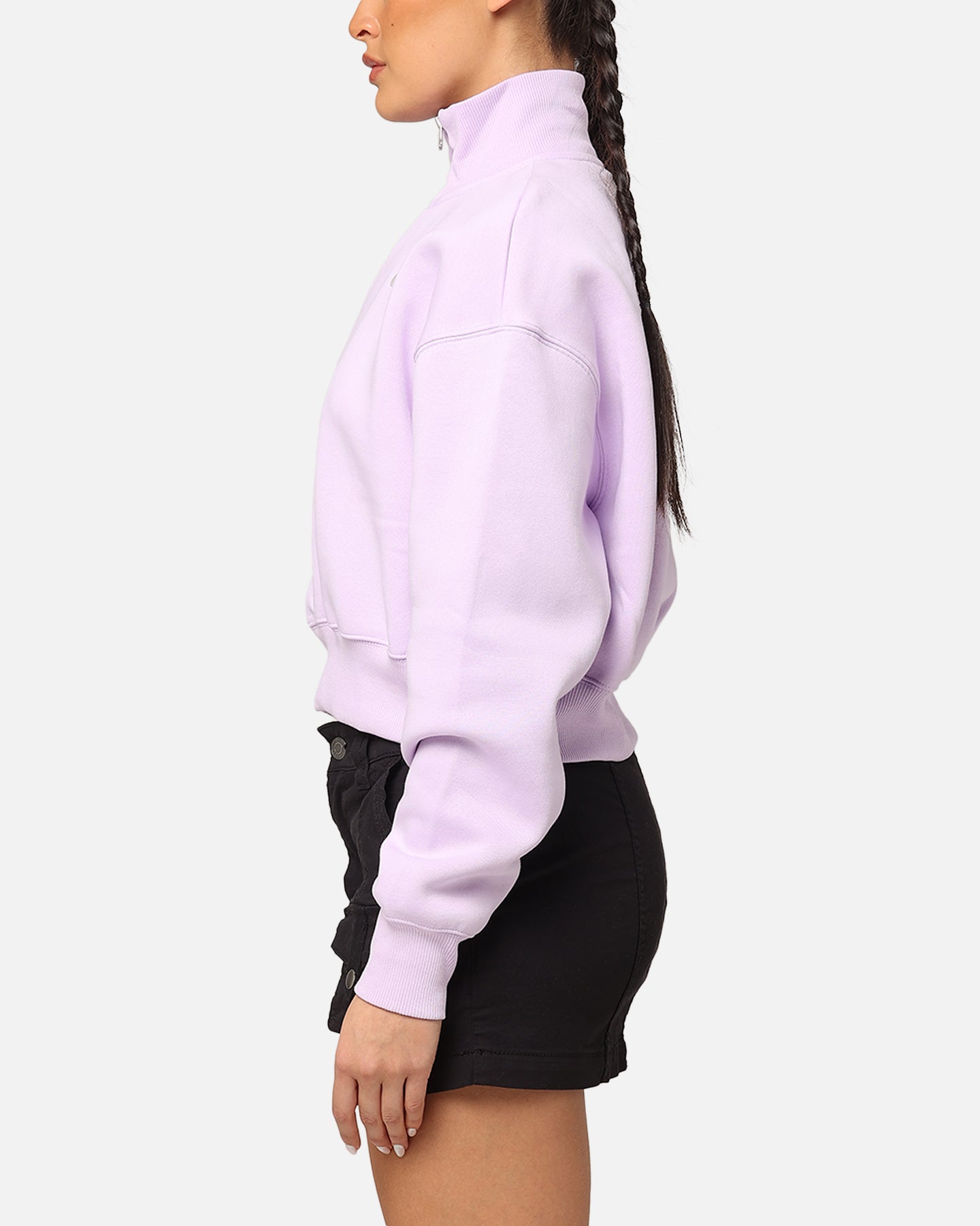 Nike kvinders sportsbeklædning pheonix fleece beskåret halv lynlås sweatshirt violet tåge/sejl