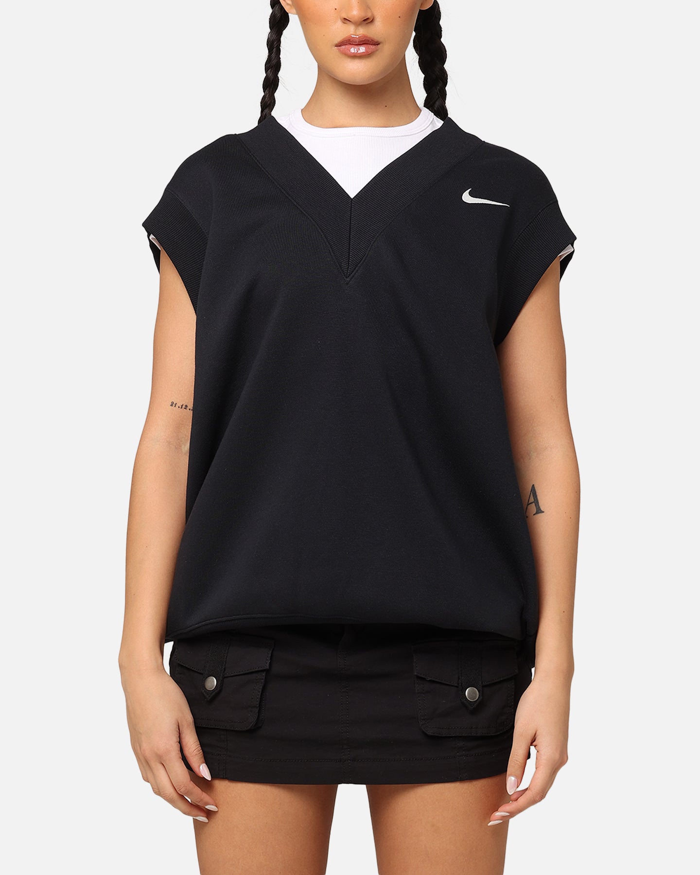 Nike Ženska športna oblačila Pheonix Fleece V-Neck Vest Black/Sail