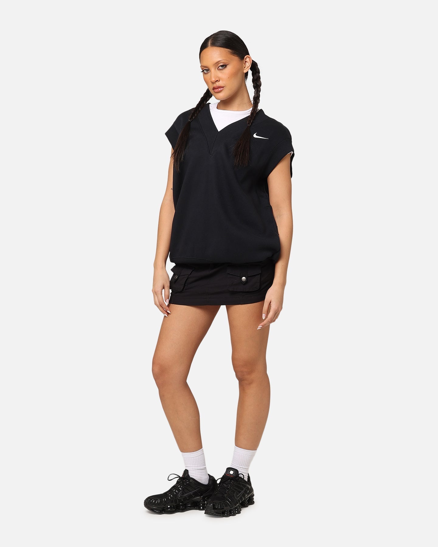 Nike Ženska športna oblačila Pheonix Fleece V-Neck Vest Black/Sail