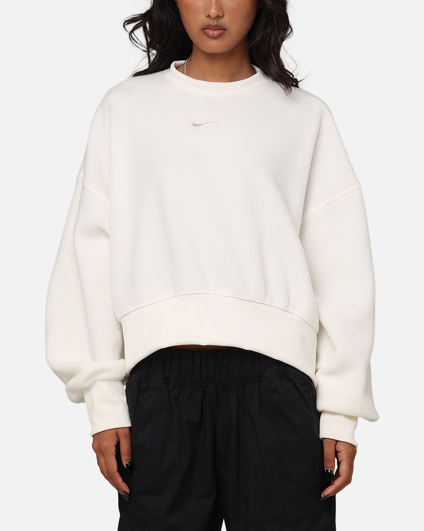 Nike Ženske športne oblačila Plush Mod Creme Crewneck Sail/Lt Orewood Brown