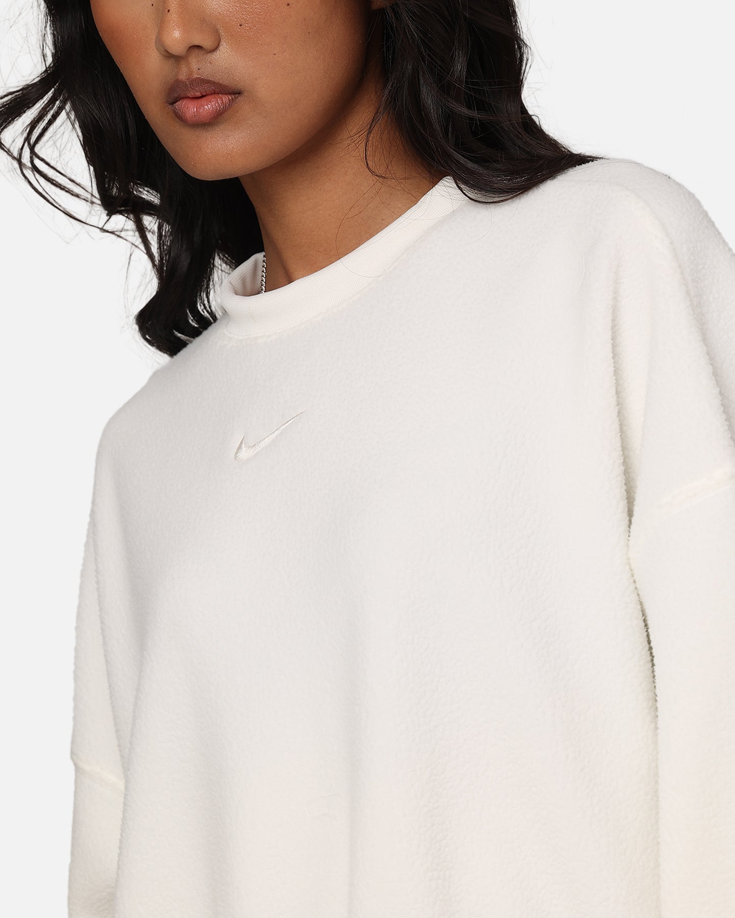 Nike Women's Sportswear Plush Mod Cropped Crewneck Sail/Lt Orewood Brown