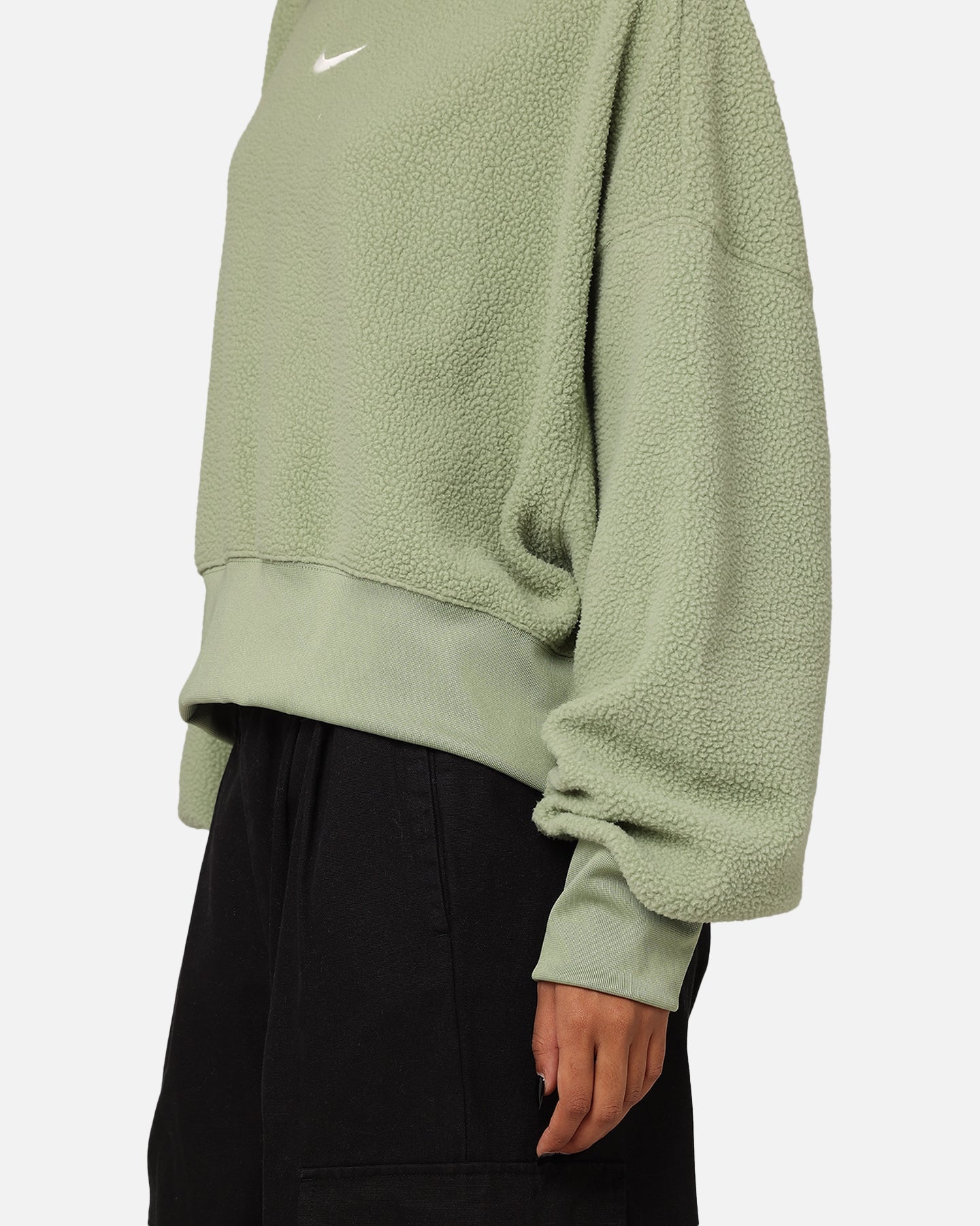 Nike Women's Sportswear Plush Mod Croped Crewneck Oil Green/Sail