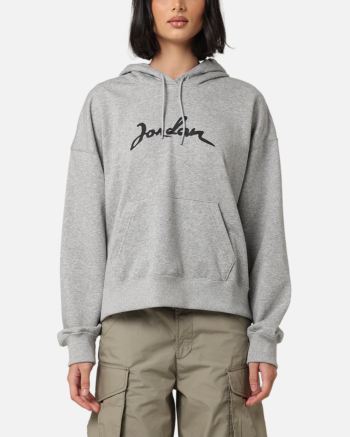 Jordanijos moterų Brooklyn Fleece Pullover Hoodie tamsiai pilkos spalvos viržių