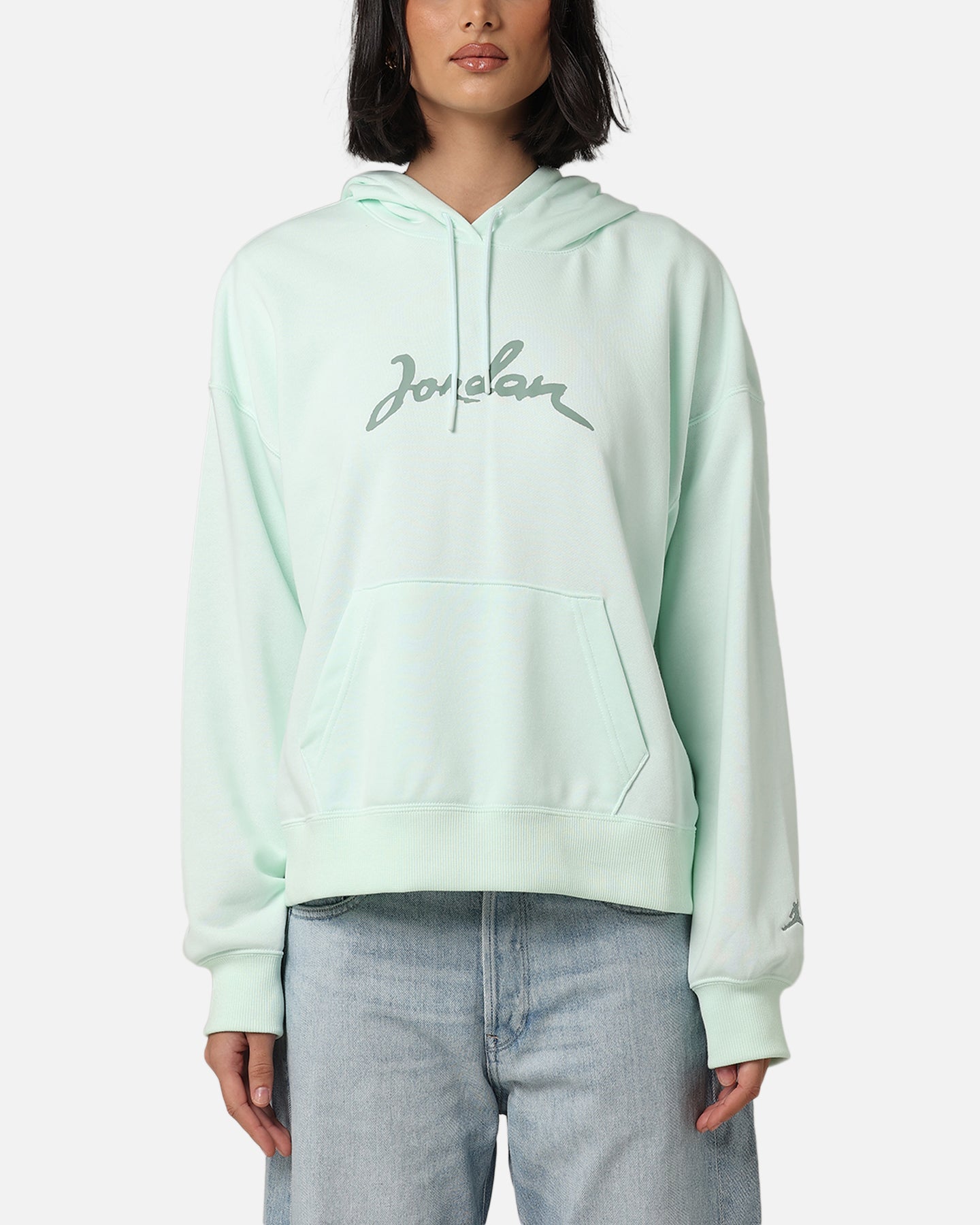 Jordan Women's Brooklyn Fleece Pullover Pullover Hoodie a malapena verde/Giade Smoke