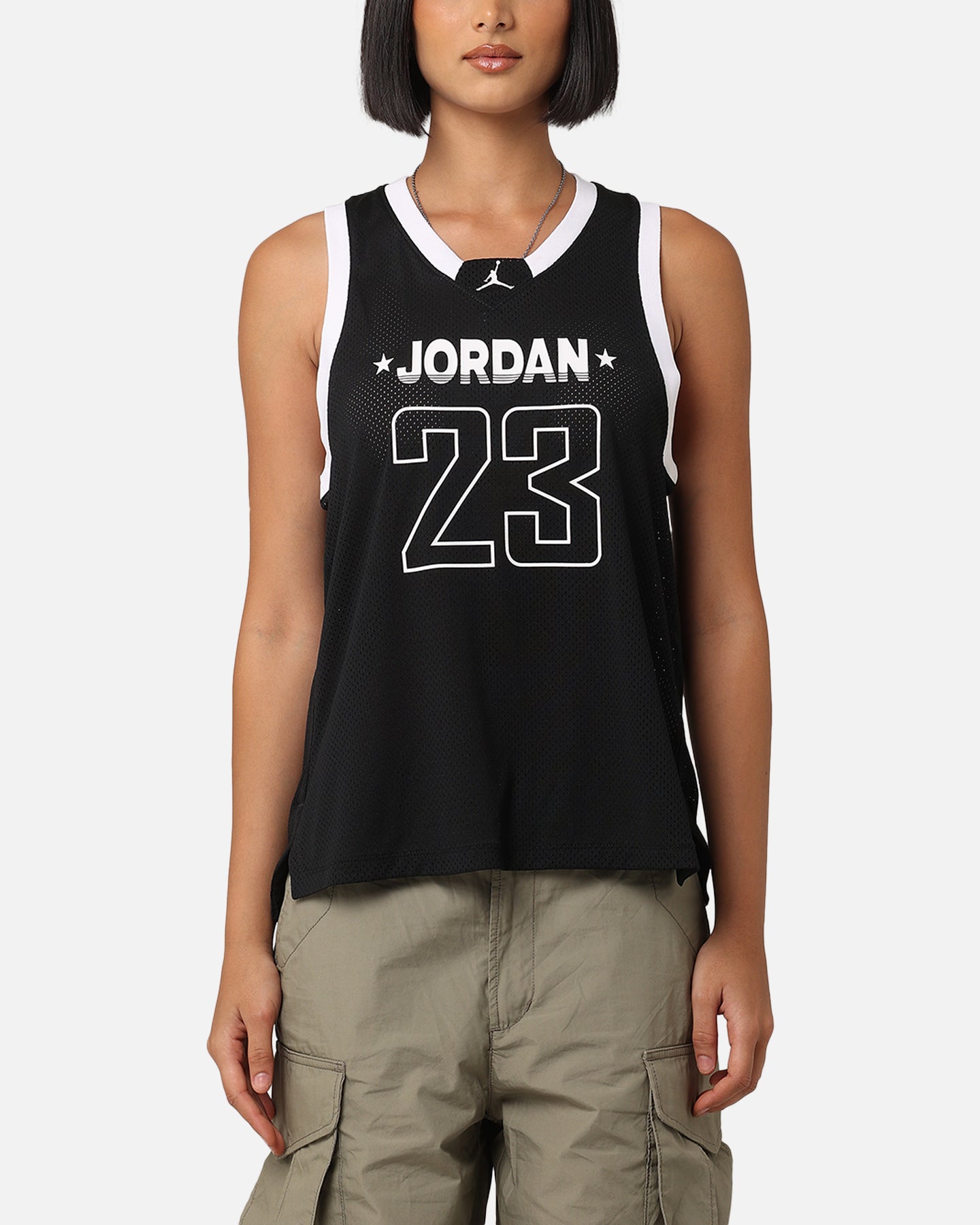 23 Jordánsky dámsky tank Jersey čierny/biely