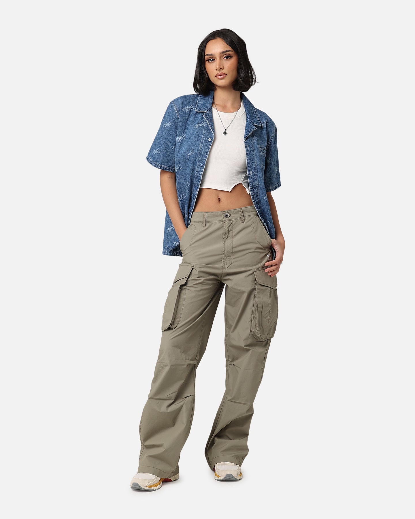 Jordan Women Woven Denim Top Stone Blue