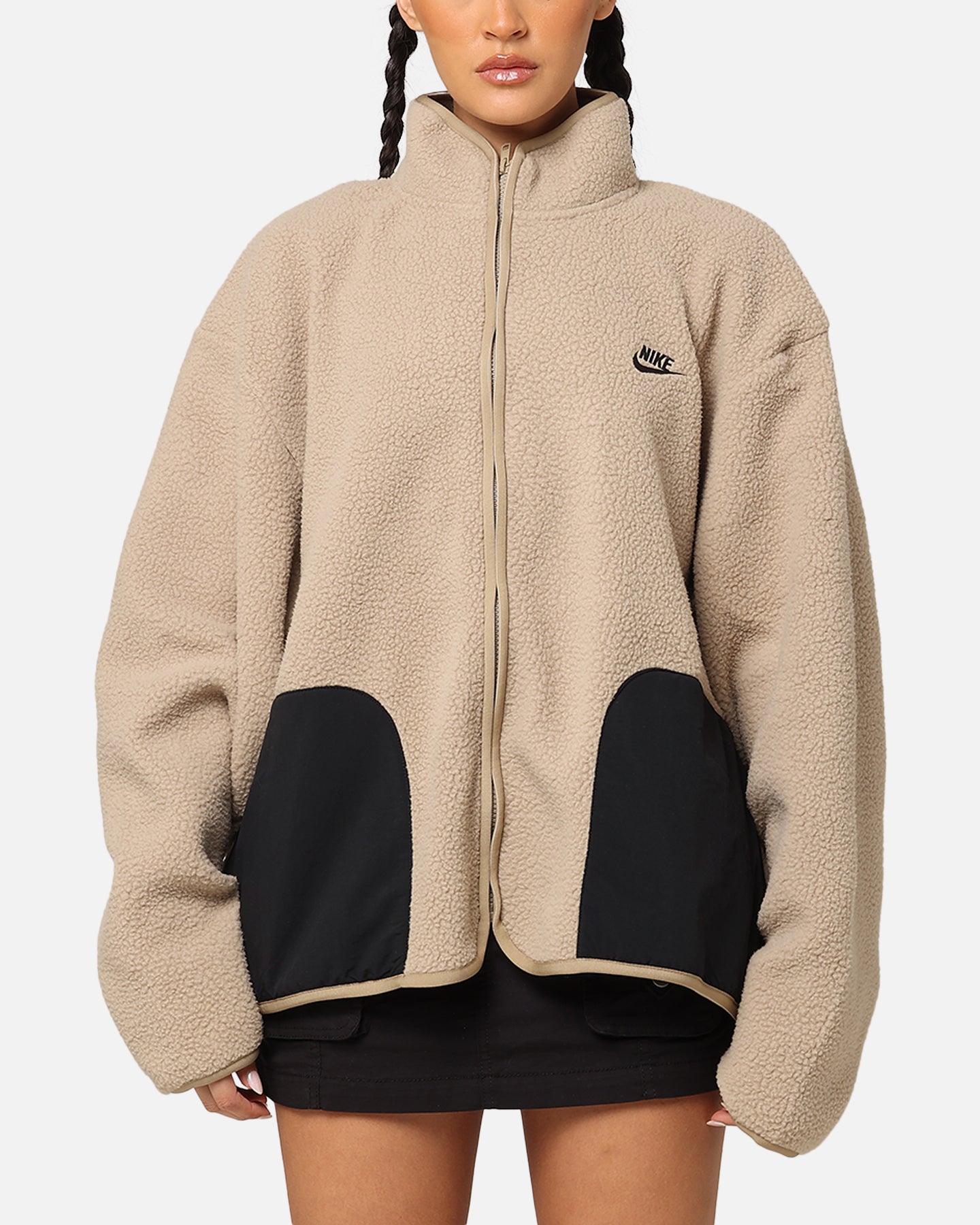 Nike sherpa vinterjacka khaki/svart