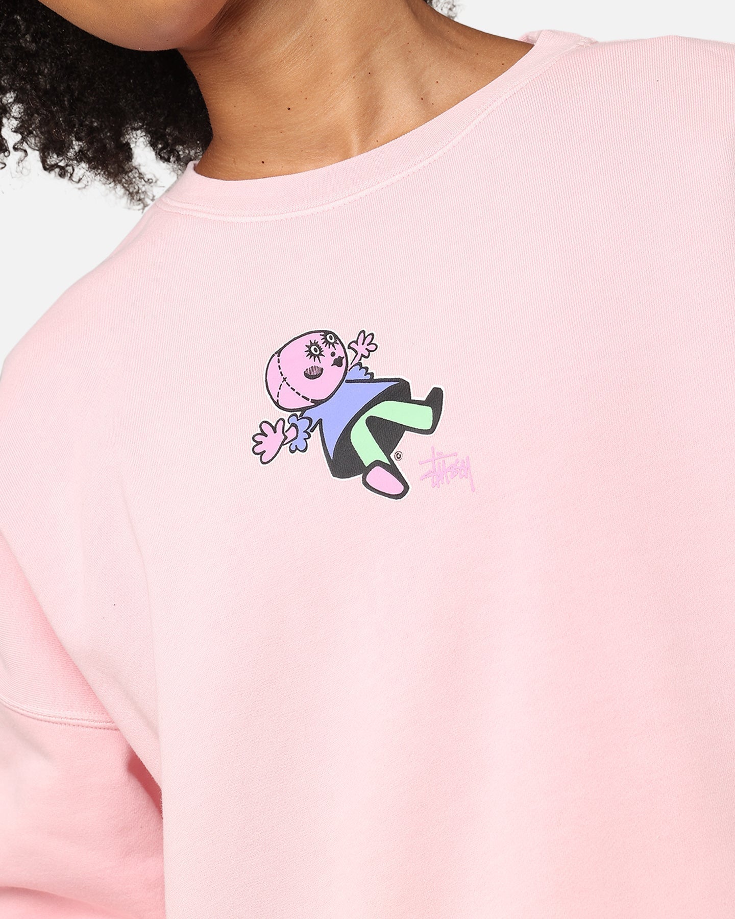 Stussy Women's Dollie överdimensionerad crewneck pigment rosa