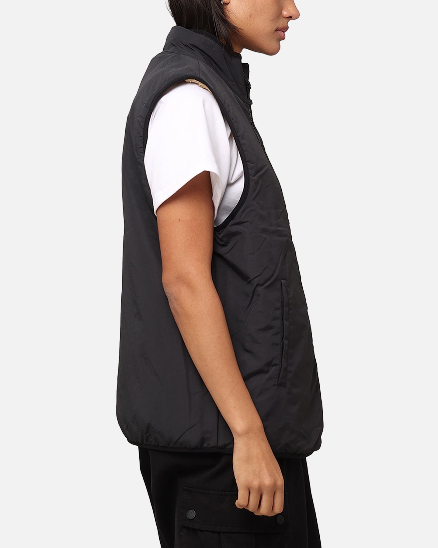 StÃ¼ssy 8 Ball Sherpa Reversible Vest Tan