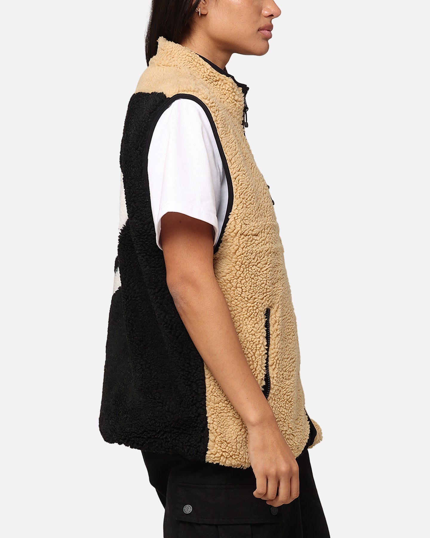 Stüssy 8 Ball Sherpa Reversible Vest Tan