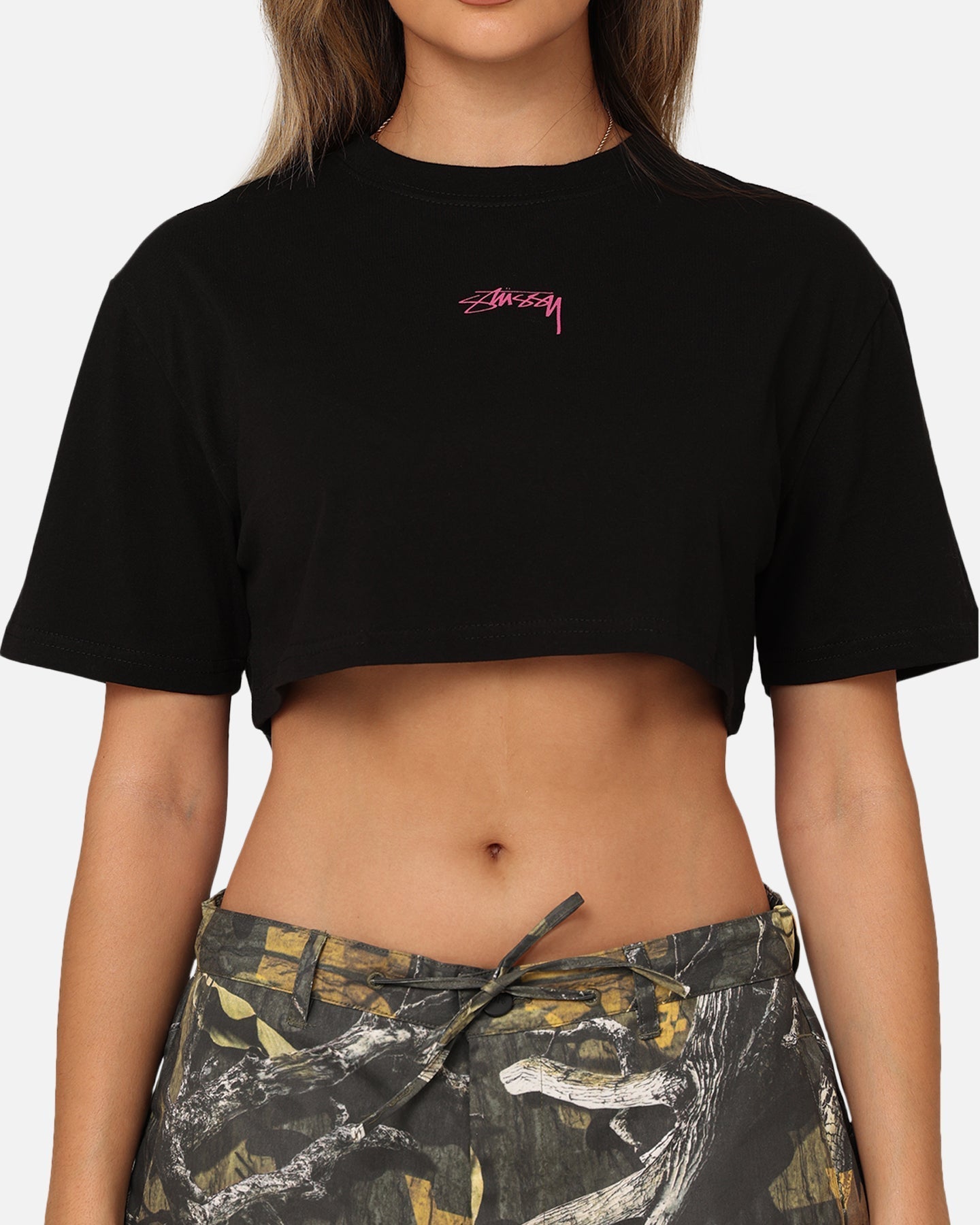 Stussy Women's 8 Ball Cropped T-Shirt Black