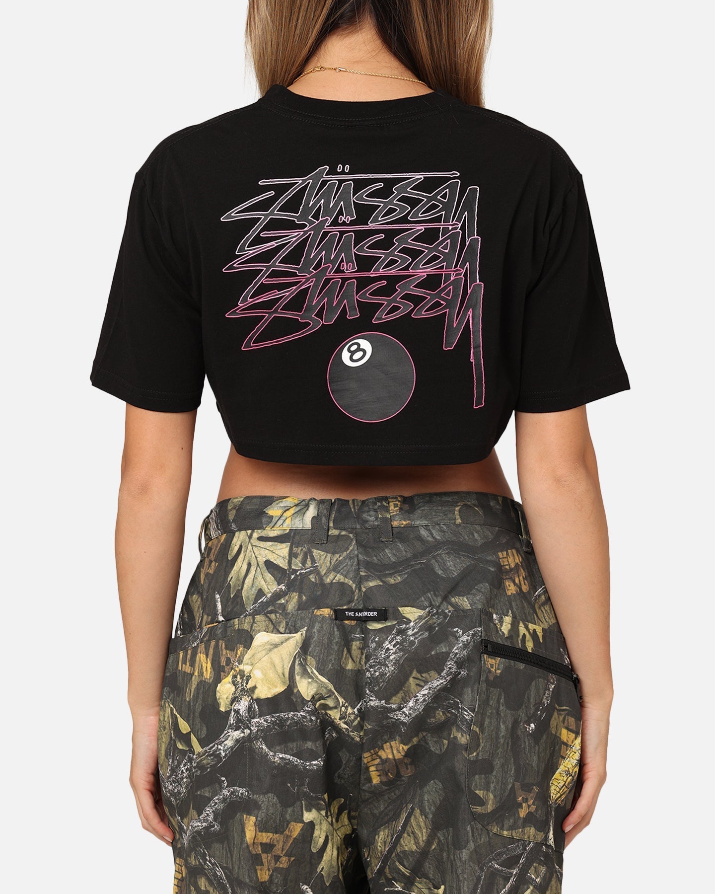 Stussy Women's 8 Ball Croped T-shirt svart