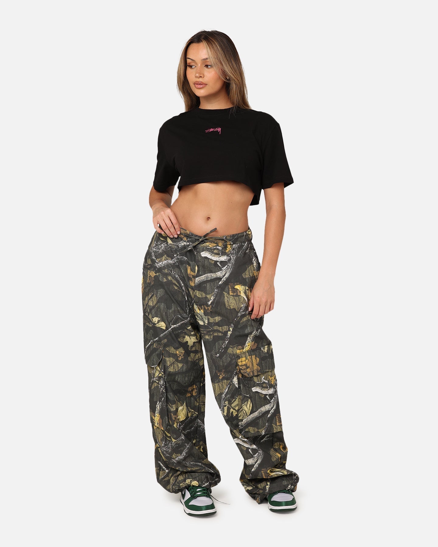 Stussy Women's 8 Ball Cropped T-Shirt Black